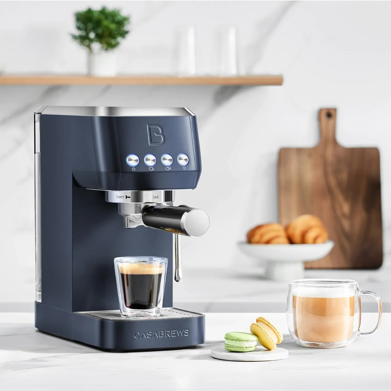 CASABREWS 3700 Essential Espresso Machine 20 Bar, Stainless steel Coffee Maker with Milk Frother, Espresso Coffee Machine for Cappuccino, Latte, 43.9oz Water Tank, Sapphire Blue - Jlhbookstore.store