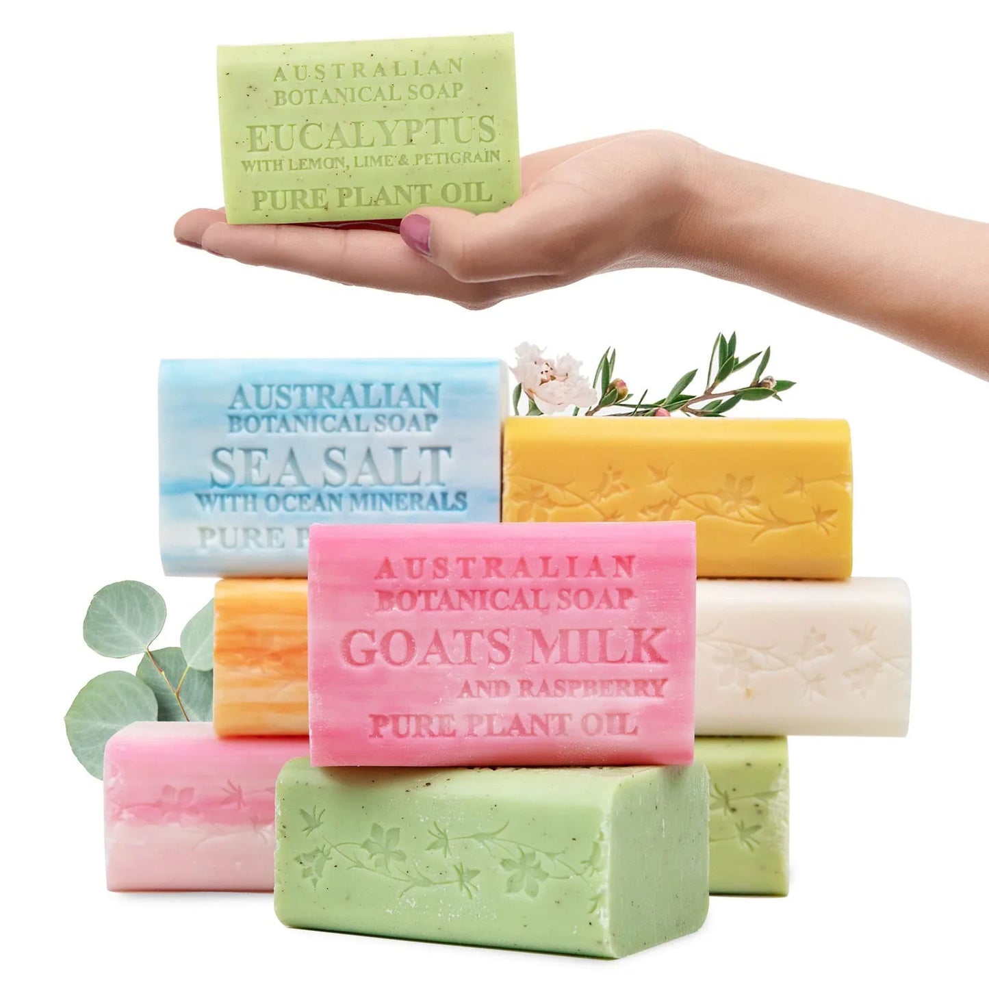 Australian Botanical Soap, 6.6 OZ, Triple Milled Bars with Pure Plant Oil, Natural Soap Base, Enriched with Organic Shea Butter, for Men, Women, All Skin Types, Variety Pack of 8, Packaging May Vary - Jlhbookstore.store