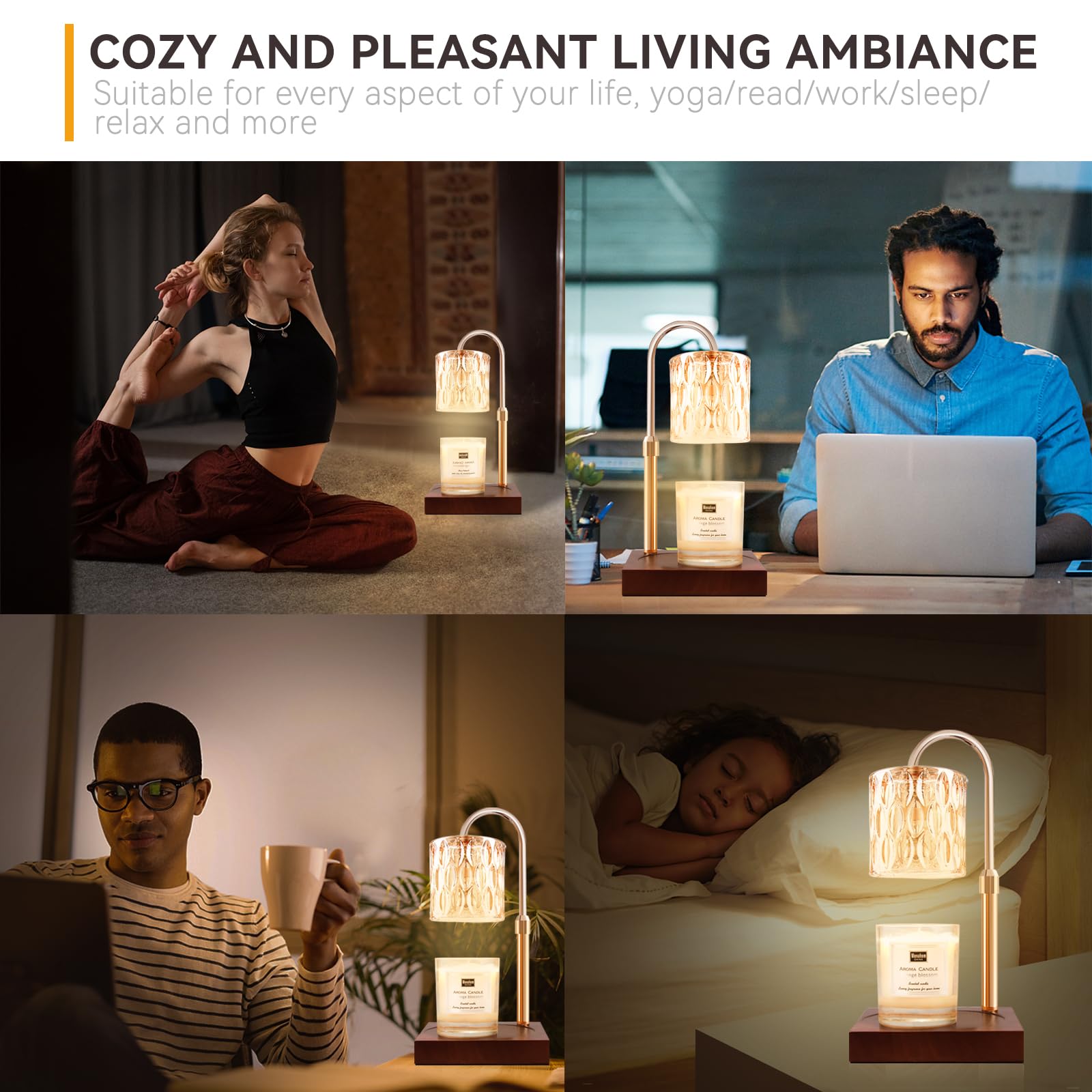 Candle Warmer Lamp with 3 Bulbs, Adjustable Height Dimmable Candle Warmer with Timer, Candle Lamp with Charming Gift Box Ribbon,Birthday Gifts for Women Mom, House Warming Gifts New Home Decor jlhbookstore.store