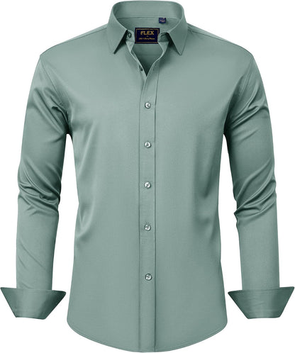 J.VER Men's Dress Shirts Solid Long Sleeve Stretch Wrinkle-Free Formal Shirt Business Casual Button Down Shirts