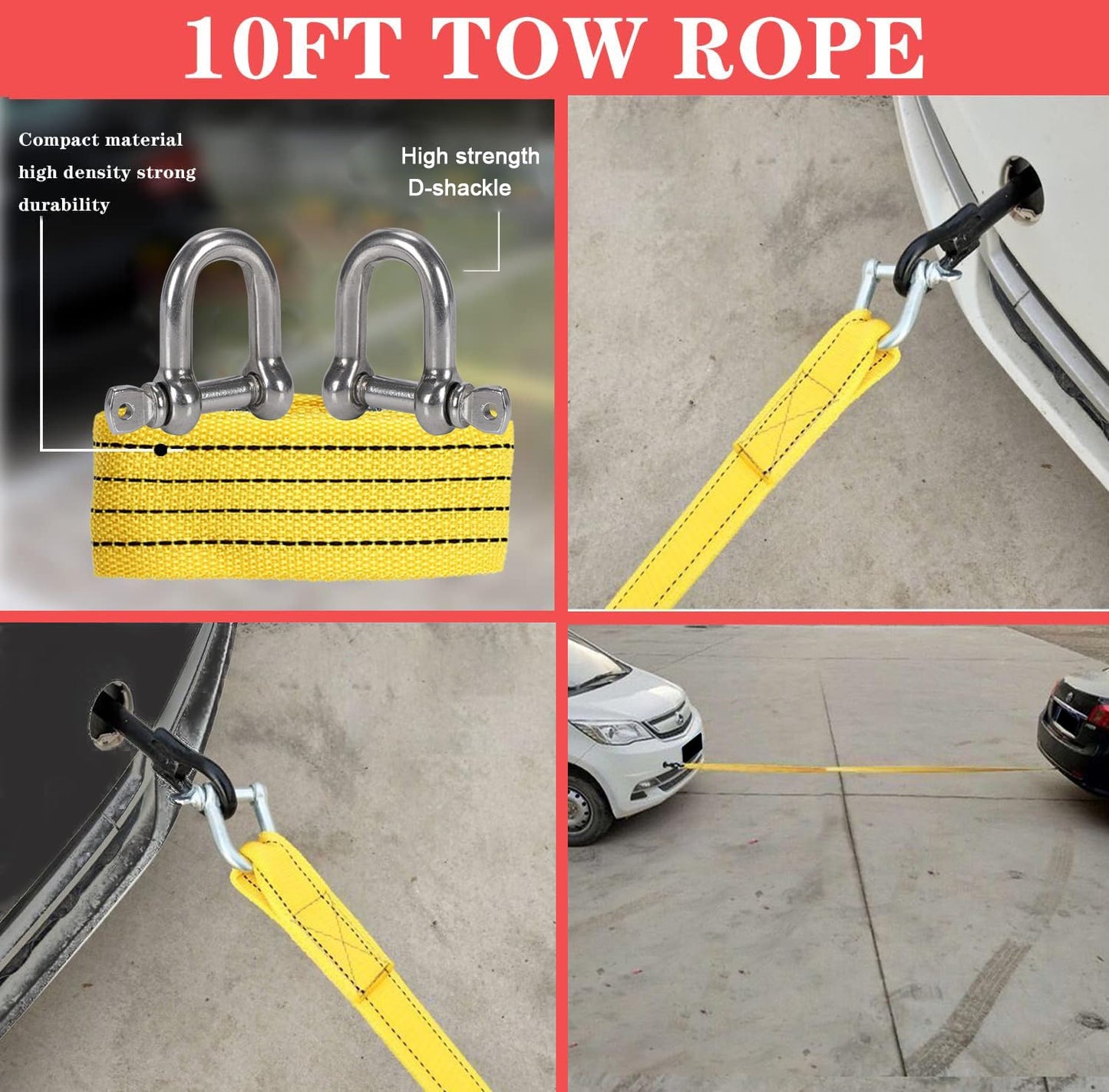 Roadside Assistance Emergency Kit - Car Emergency Kit with Jumper Cables (Upgraded) Emergency Roadside Kit for Car 142 Pieces Car Safety Kits,Tow Strap,Tool Kit,Reflective Warning Triangle