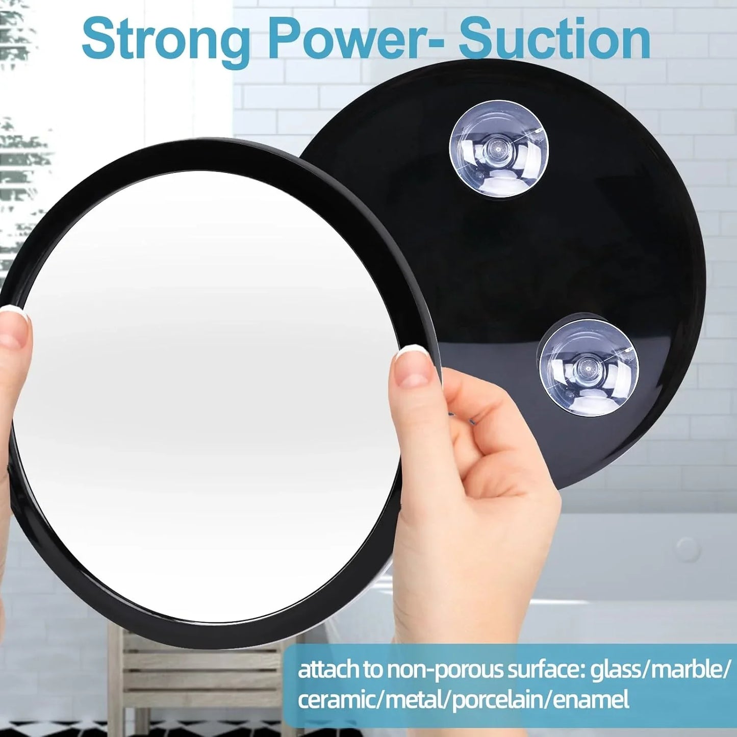 Fogless Shower Mirror for Shaving and Makeup with 3 Removable Powerful Suction Cups, Shatterproof Anti Fog Mirror for Shower and Bathroom, Glassless Safety Kids Mirror (Black) - Jlhbookstore.store