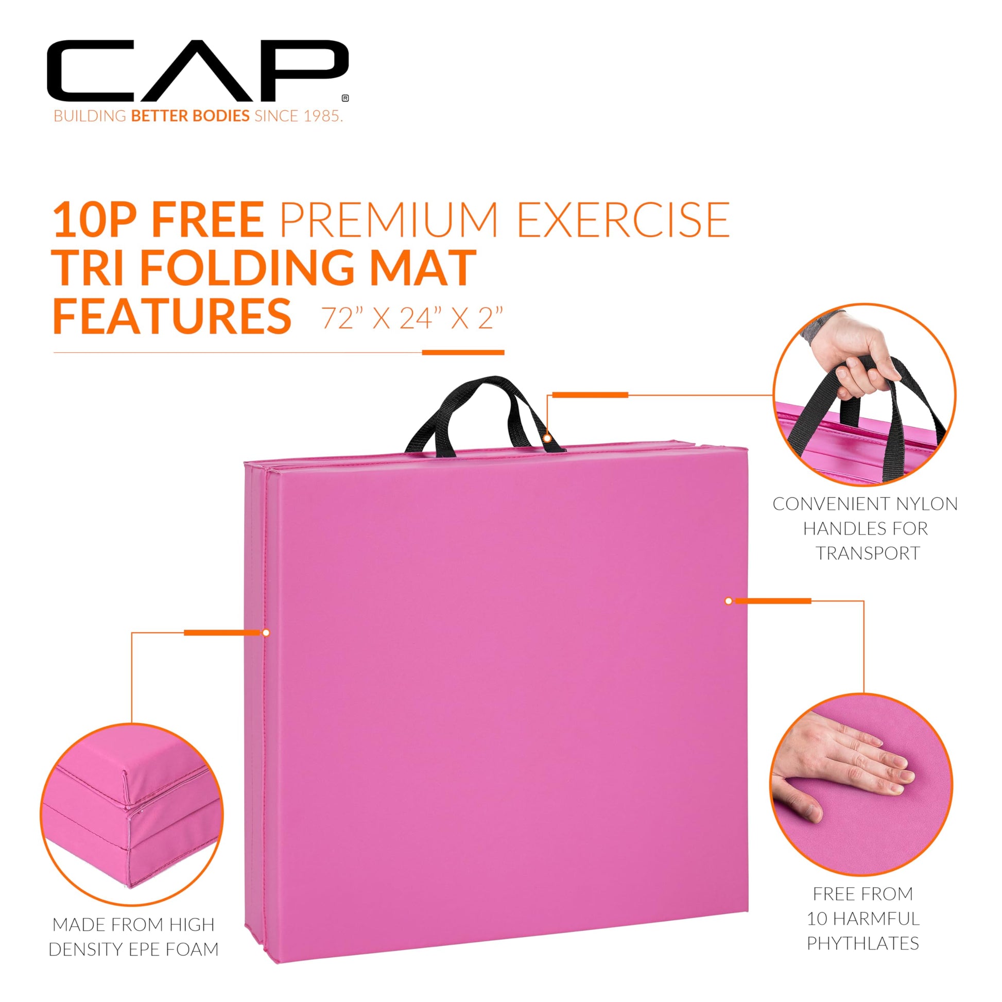 CAP Barbell All Purpose Folding Anti Tear Exercise Training Aerobic Fitness Gym & Gymnastics Balance Mat | Multiple colors jlhbookstore.store