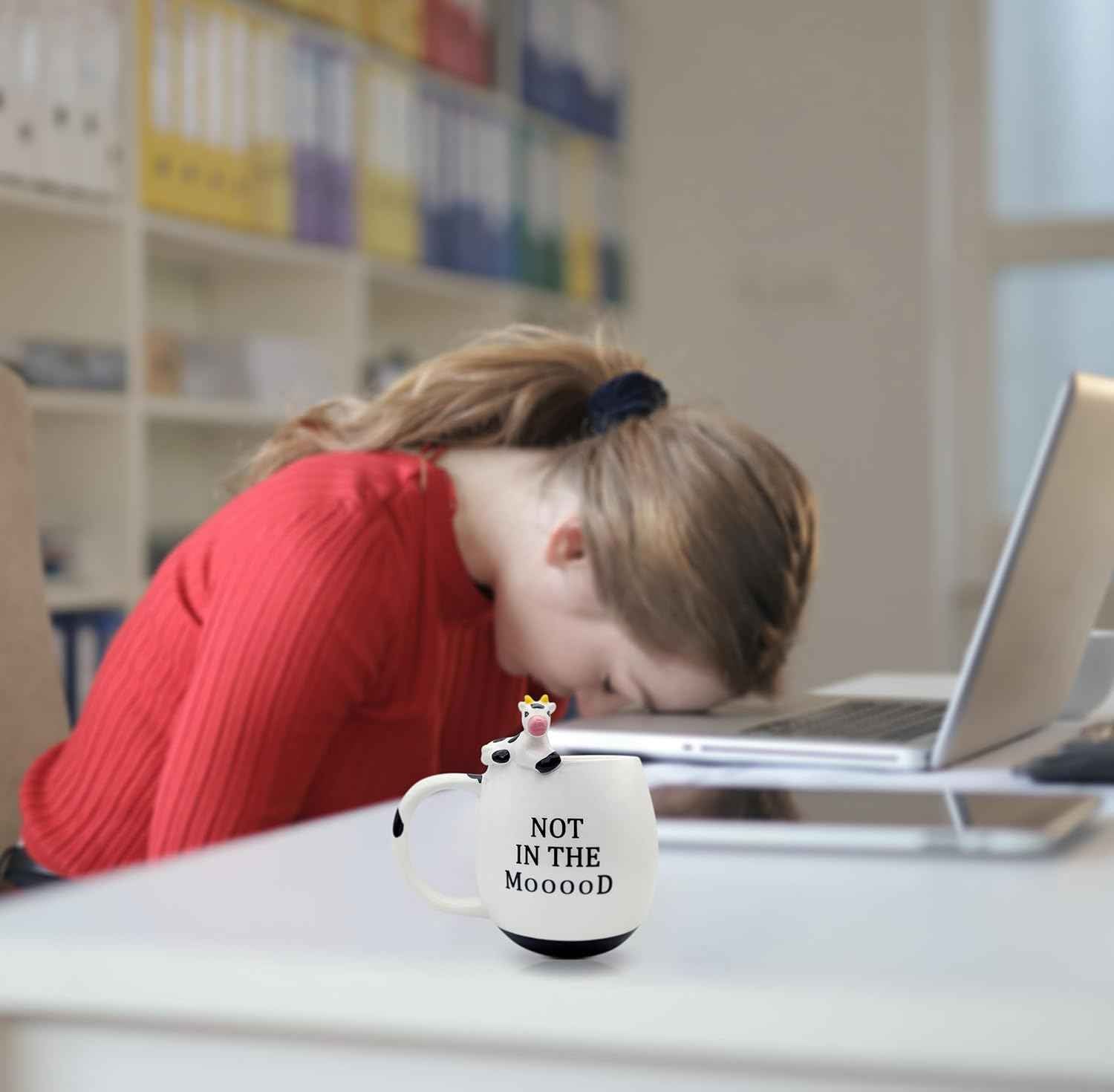 Decodyne Funny Cow Coffee Mug, White Elephant Gifts for Adults, Gag Gifts for Adults, Cute Stuff For Women and Men, Funny Coworker Office, Cool Stuff - 14 Ounce