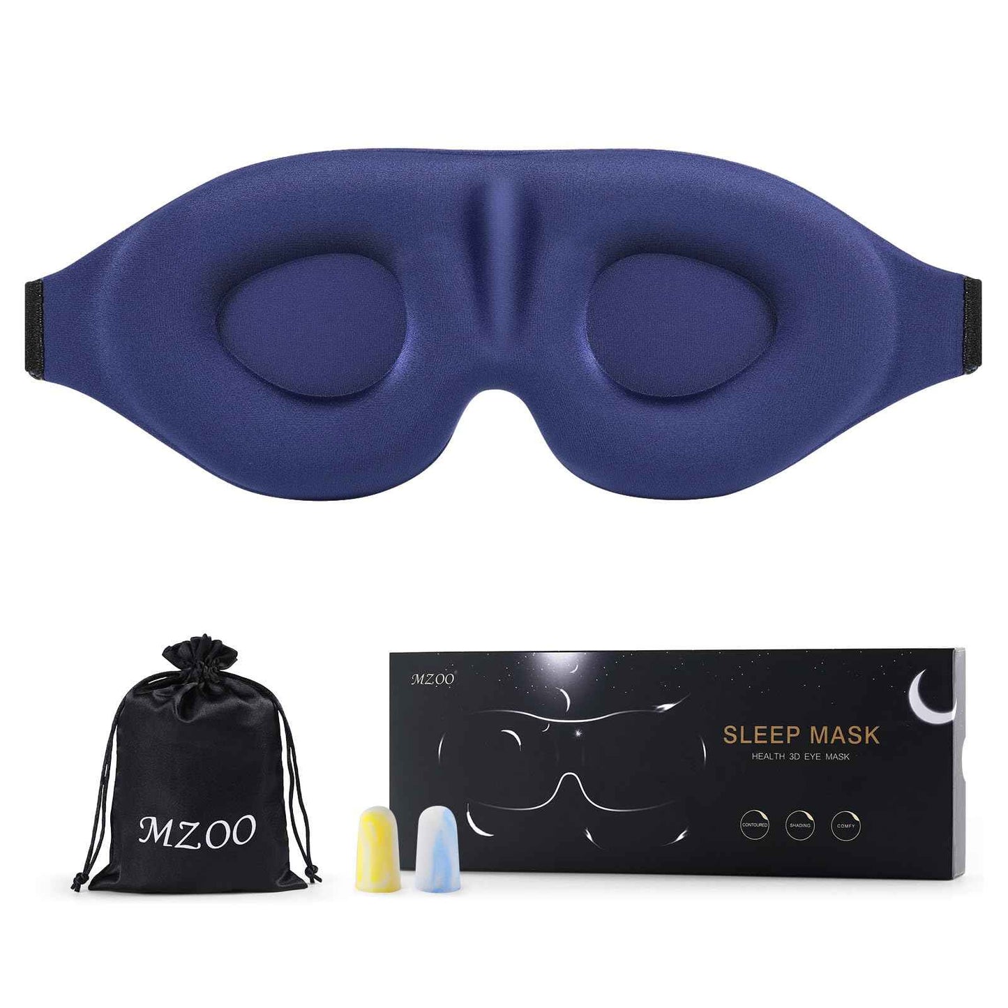 MZOO Luxury Sleep Eye Mask for Side Sleeper Men Women, Zero Eye Pressure 3D Sleeping Mask, Light Blocking Patented Design Night Blindfold, Soft Eye Shade Cover for Travel, Black