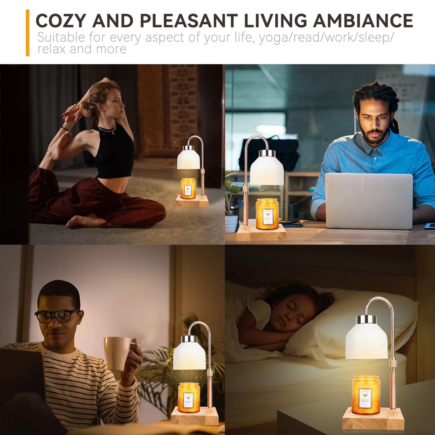 Candle Warmer Lamp with 3 Bulbs, Adjustable Height Dimmable Candle Warmer with Timer, Candle Lamp with Charming Gift Box Ribbon,Birthday Gifts for Women Mom, House Warming Gifts New Home Decor jlhbookstore.store