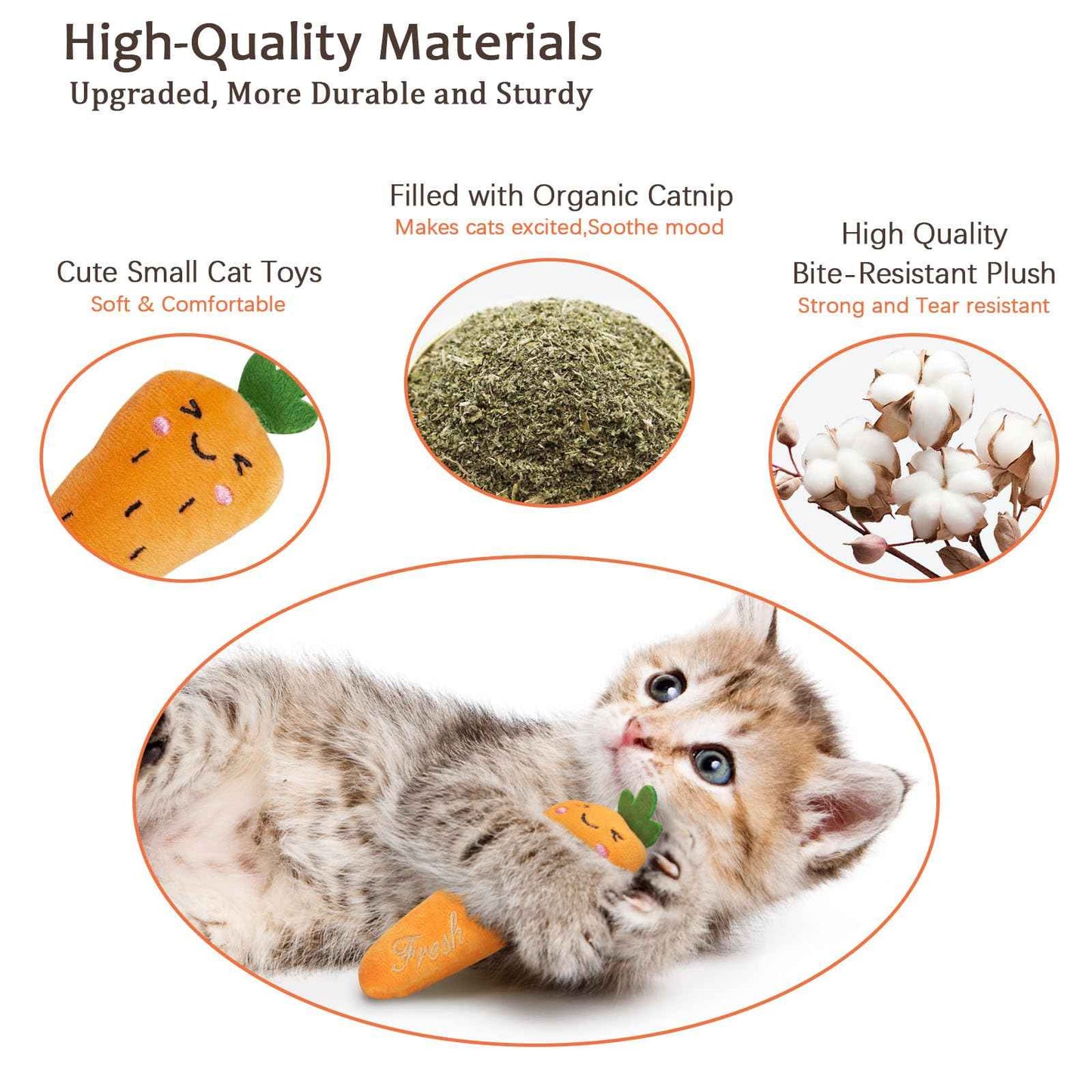 Catnip Cat Toys, Safe Teeth Cleaning Cat Nip Toys for Indoor Kitten Kitty,Interactive Plush Cat Chew Kicker Toys, 5 Pack, Vegetable Shape