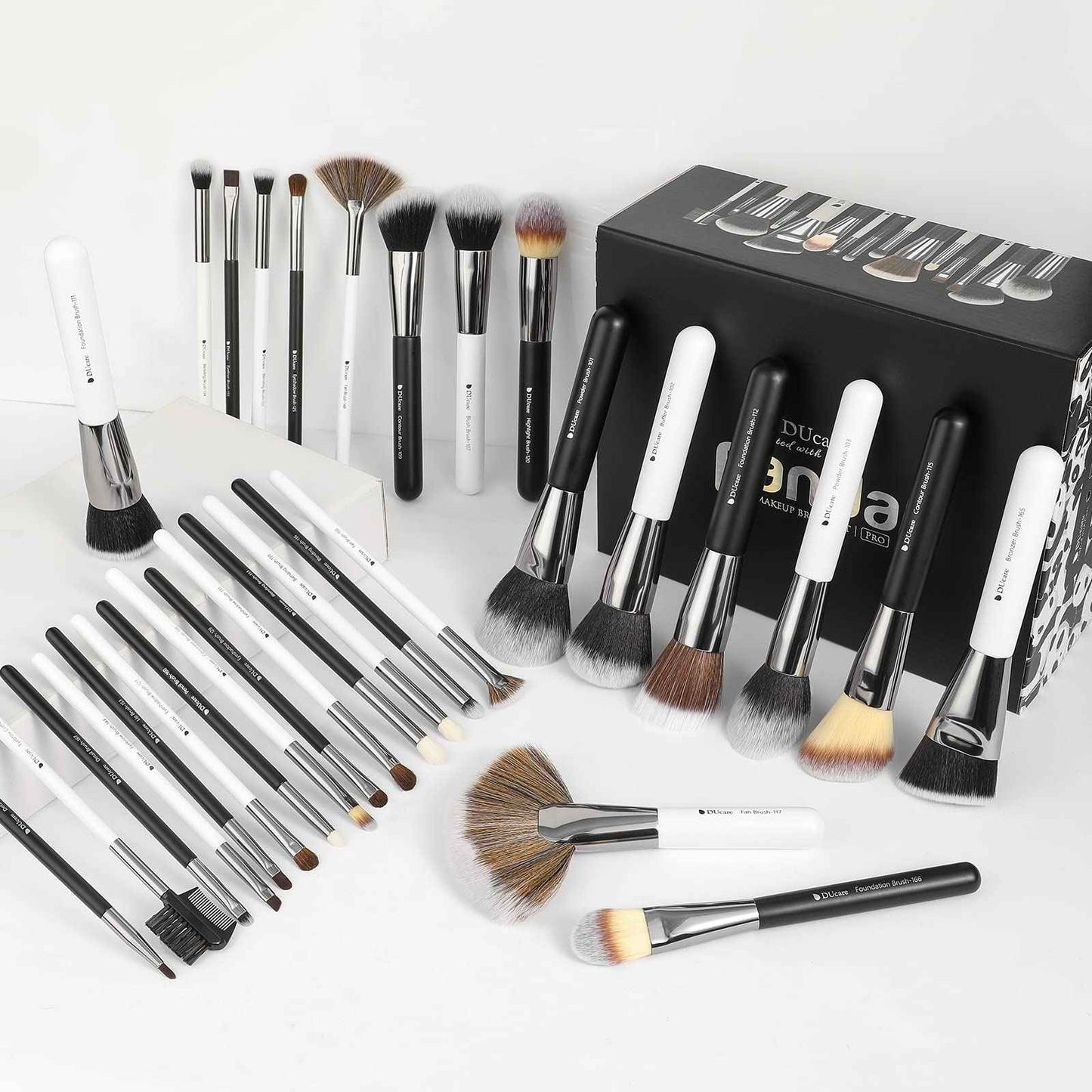 DUcare Professional Makeup Brushes Set 27Pcs Makeup Brush Set Premium Synthetic Kabuki Foundation Blending Face Powder Blush Concealers Eye Shadows Brushes