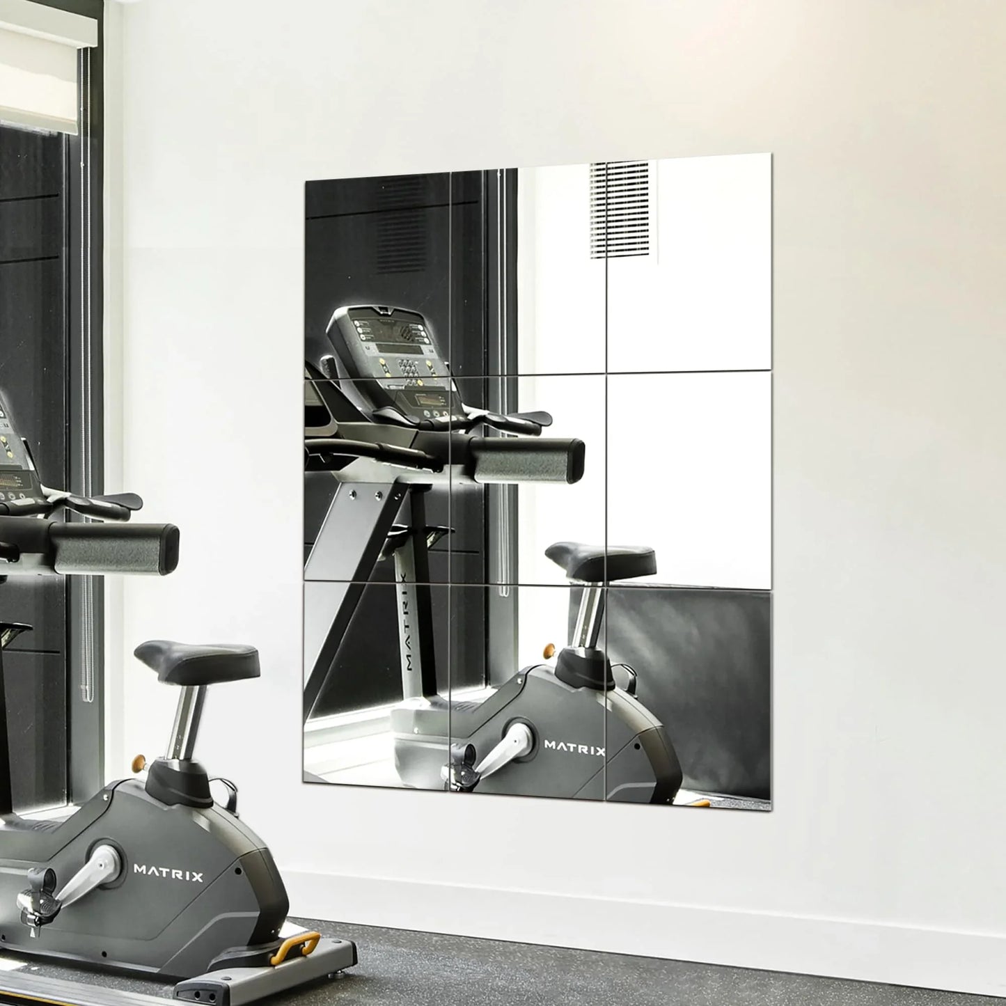 Delma Home Gym Mirrors, 12'' x 12'' Glass Mirror Tiles (16 PCS), Square Large Wall Mirror for Home Gym, Bedroom, Door,Bathroom, Frameless Mirror Sets - Jlhbookstore.store