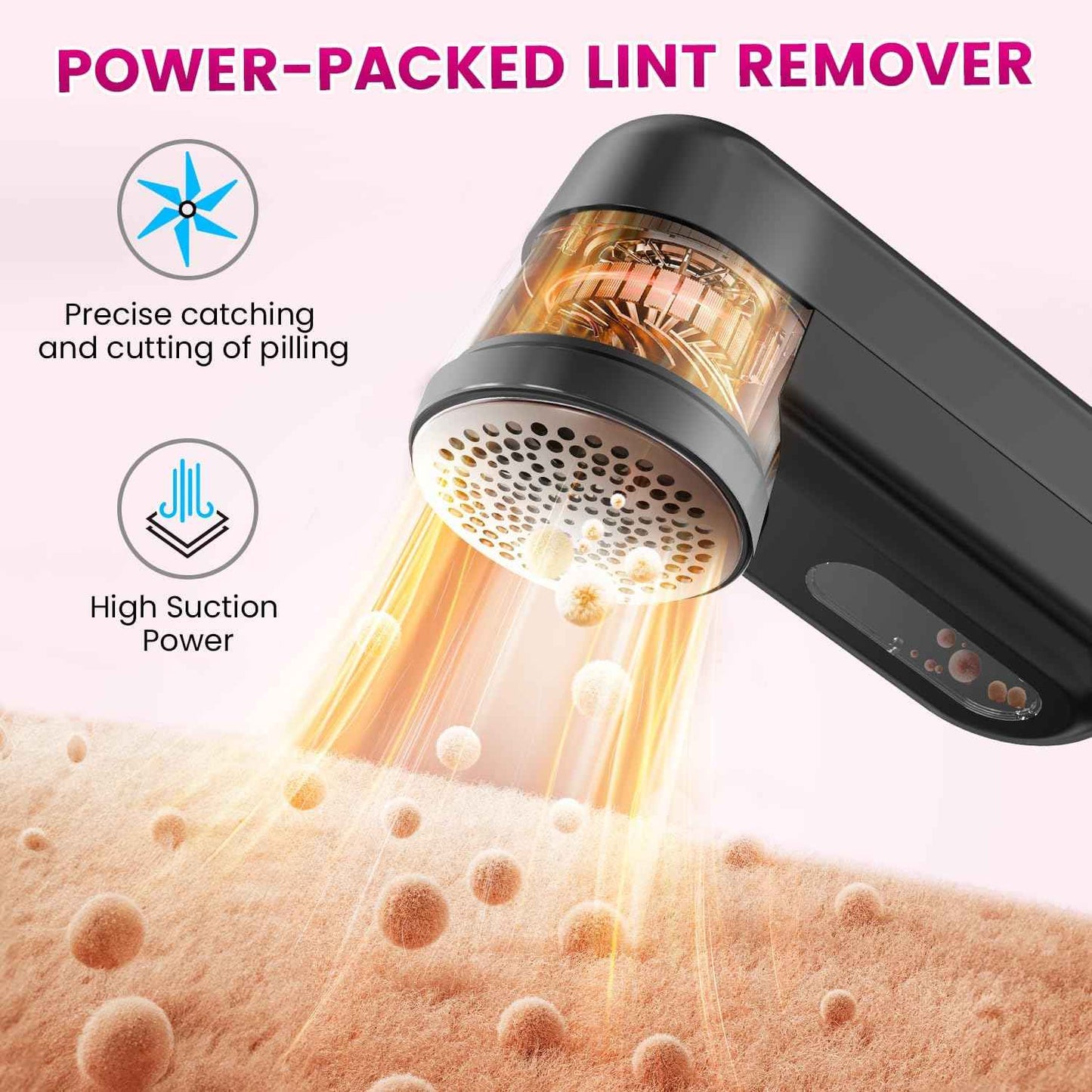 Fabric Shaver, Ziitty Lint Remover for Clothes, Type-C Rechargeable Lint Shaver with LCD Display & 6-Blade, Sweater Shavers to Remove Pilling，Fuzz Remover Fabric Shaver for Clothing and Furniture