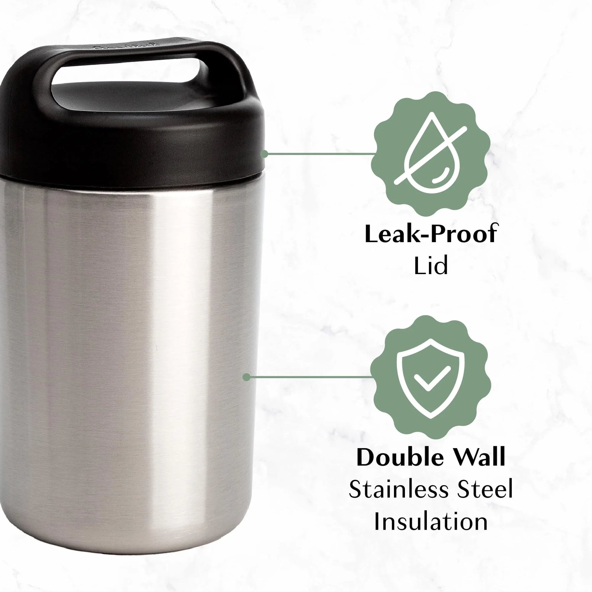 Goodful Stainless Steel Food Jar, Double Wall Vacuum Sealed Insulated Food Storage Container with Carry Handle Lid, 16-Ounce, Gray - Jlhbookstore.store