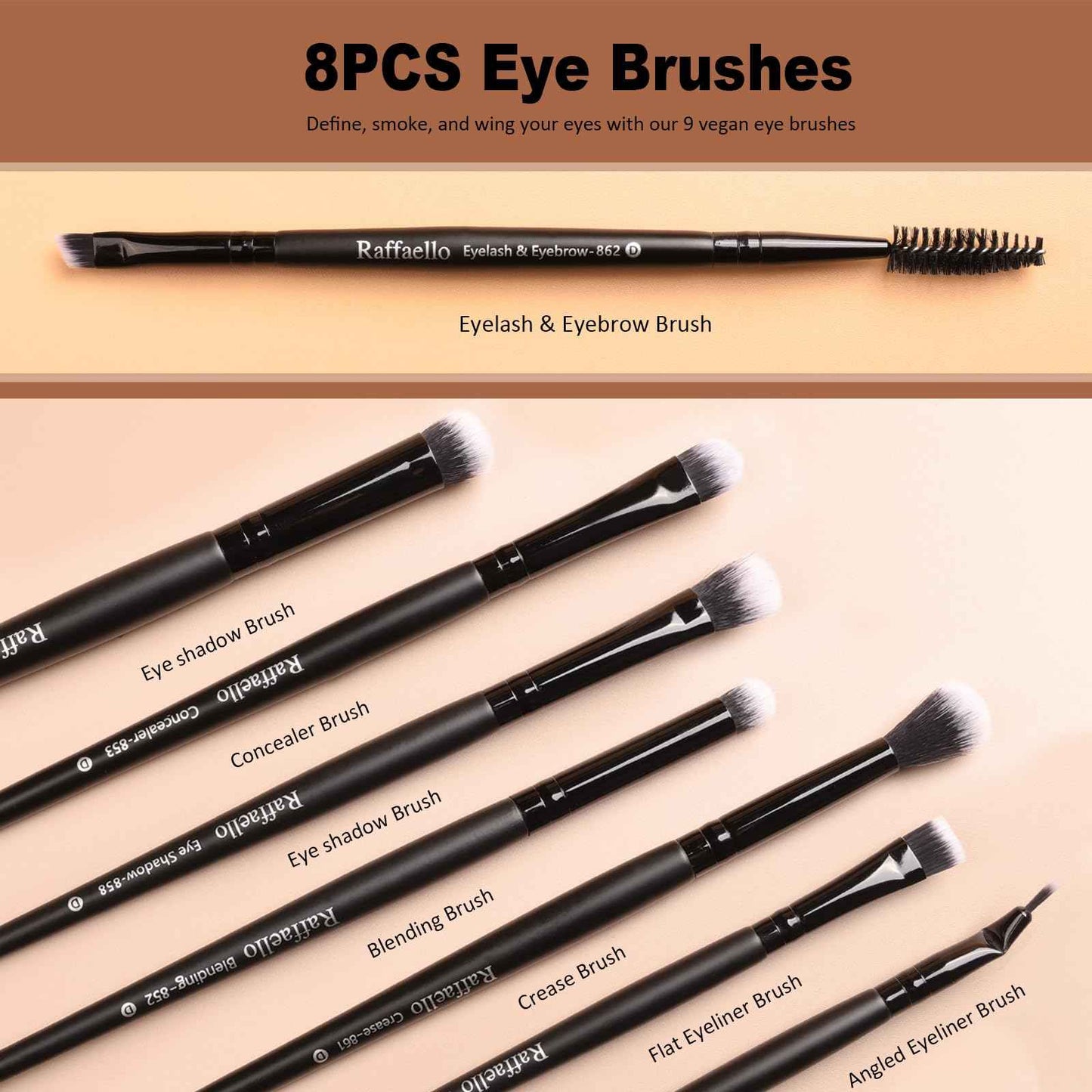 Raffaello Makeup Brushes 15Pcs Makeup Brush Set Premium Synthetic Powder Foundation Contour Blush Concealer Eye Shadow Blending Liner Make Up Brush Kit