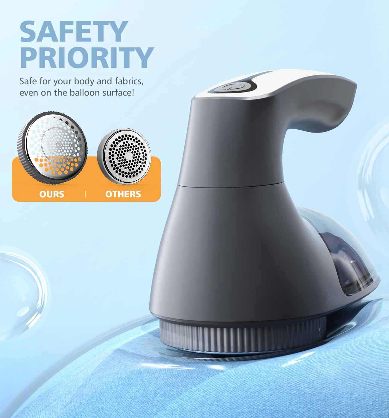 POPCHOSE Fabric Shaver, Lint Remover for Clothes, Lint Shaver with 6-Leaf Blades, 2 Speed Sweater Shavers to Remove Pilling for Clothing, Couch, Furniture, Fuzz, USB Rechargeble, Gray…