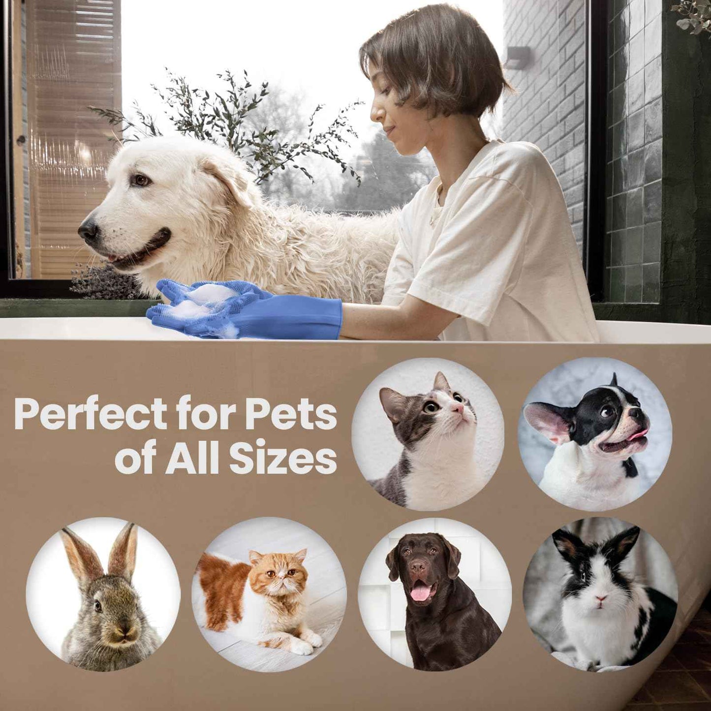 DELOMO Dog Washing Gloves 1 Pair: Soft and Gentle Silicone Pet Grooming Gloves - Bathing Scrubber Brush Mitt Grooming Shedding Fur Removal Massage for Dogs/Cats/Horse, Purple