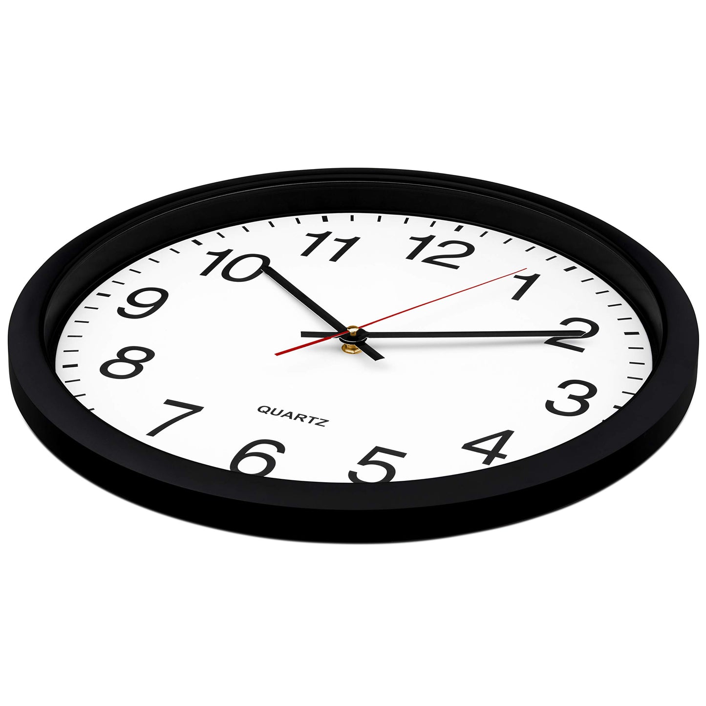 Bernhard Products Black Wall Clock Silent Non Ticking 10 Inch Quality Quartz Battery Operated Round Easy to Read Home/Office/Kitchen/Classroom/School Clock Sweep Movement