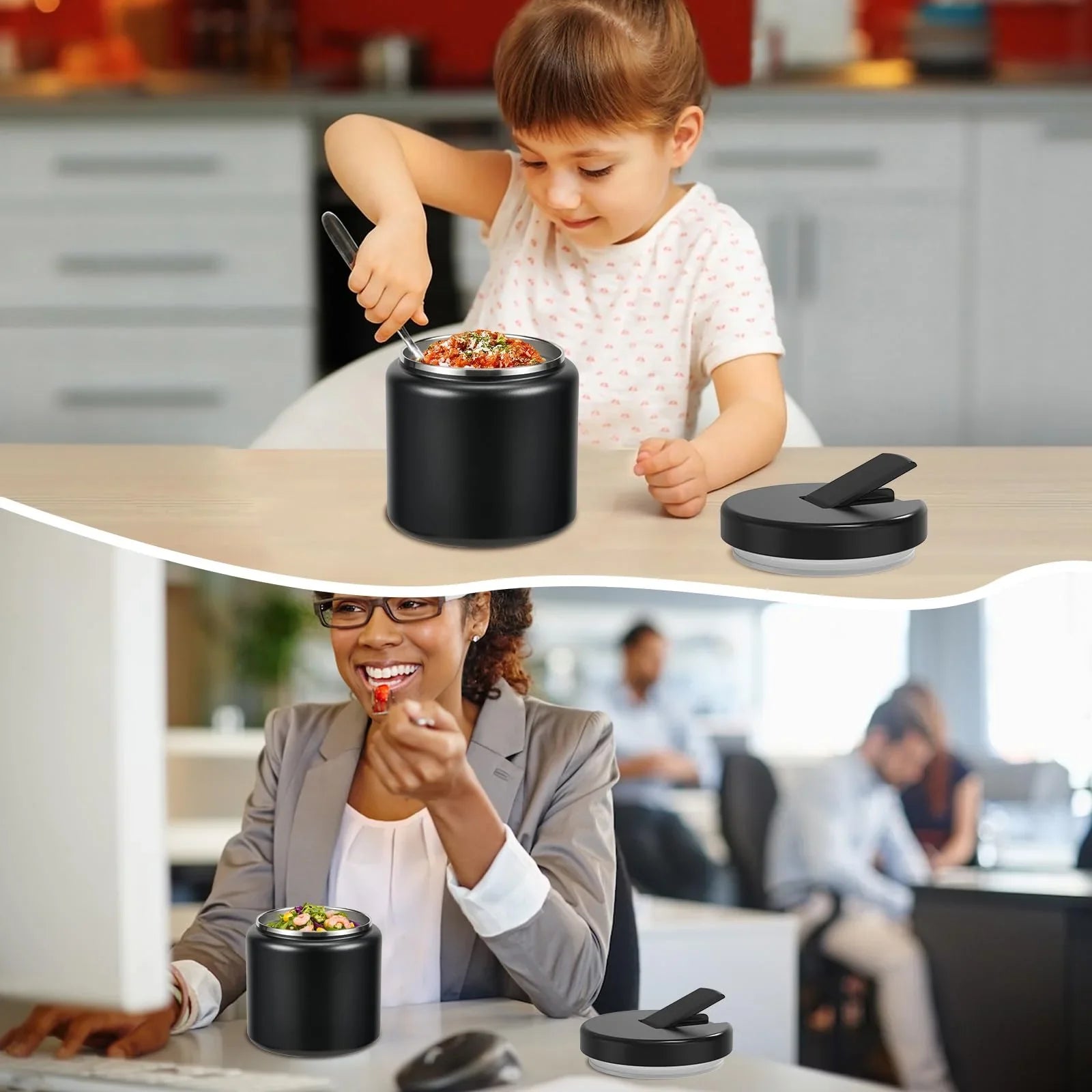 13.5oz Kids Jar for Hot Food, Insulated Vacuum Food Jar with Buckle Lid, Stainless Steel Wide Mouth Leak Proof Insulated Lunch Container for School Picnic Travel, Blue - Jlhbookstore.store