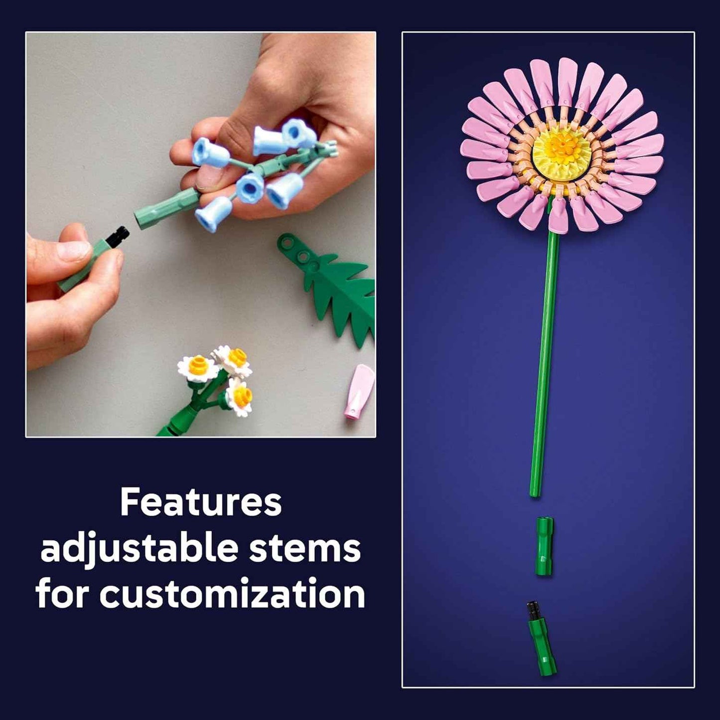 LEGO Botanicals Petite Sunny Bouquet Building Toy - DIY Floral Arrangement for Girls & Boys, Ages 9+ - Bedroom, Desk, Home Decor - Faux Bluebells, Tulip, Daisy, and More - 10347