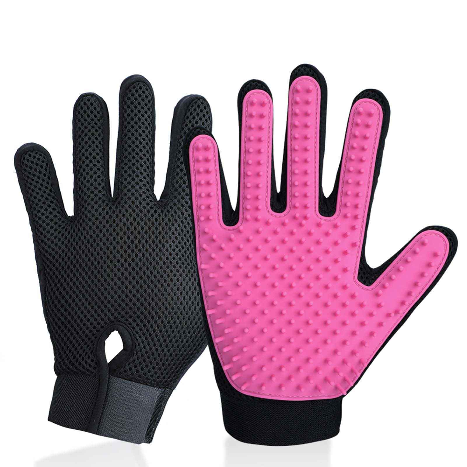 Upgrade Efficient Pet Hair Remover Gloves - Gentle Shedding Brushes for Dogs, Cats & Horses with Long and Short Hair - 1 Pair (Blue)