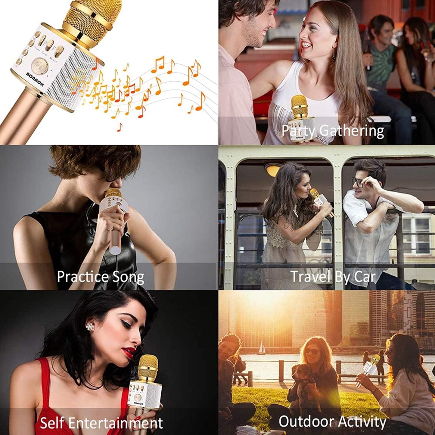 BONAOK Wireless Bluetooth Karaoke Microphone, Portable Toy Microphone for Singing, Gifts to Girls Boys Kids Adults All Age Q37（Bright Purple） jlhbookstore.store