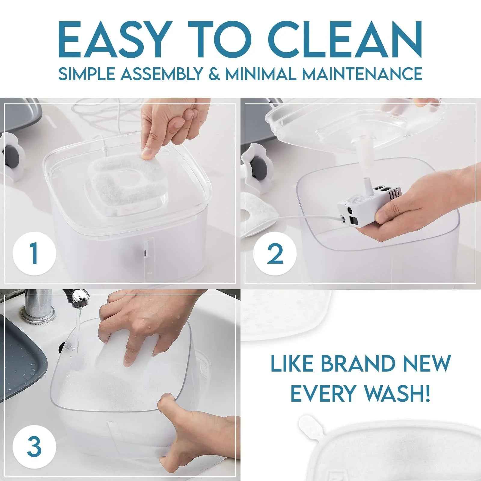 Veken Innovation Award Winner 95oz/2.8L Pet Fountain, Automatic Cat Water Fountain Dog Water Dispenser with Replacement Filters, Gifts for Christmas, Cats, Dogs, Multiple Pets (Grey, Plastic)