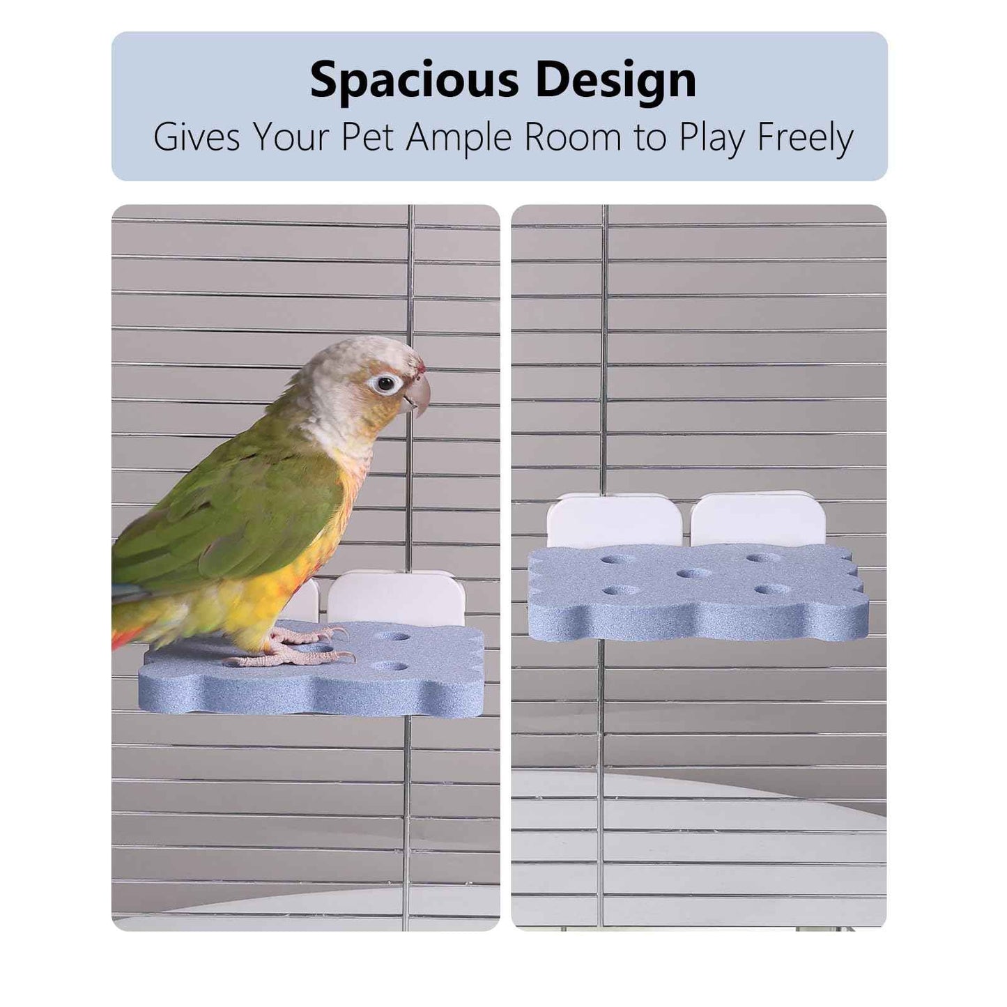 Bird Perch Stand for Parrots – Natural Ceramic Grinding Stick for Beak, A Safe, Non-Shedding Chewing and Claw-Trimming Perch for Parrots (Blue, Medium Size)