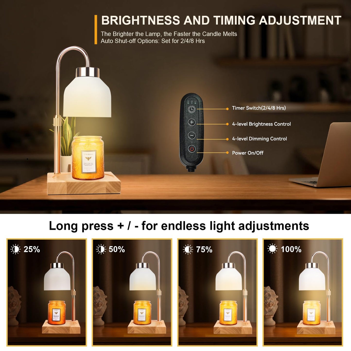 Candle Warmer Lamp with 3 Bulbs, Adjustable Height Dimmable Candle Warmer with Timer, Candle Lamp with Charming Gift Box Ribbon,Birthday Gifts for Women Mom, House Warming Gifts New Home Decor jlhbookstore.store