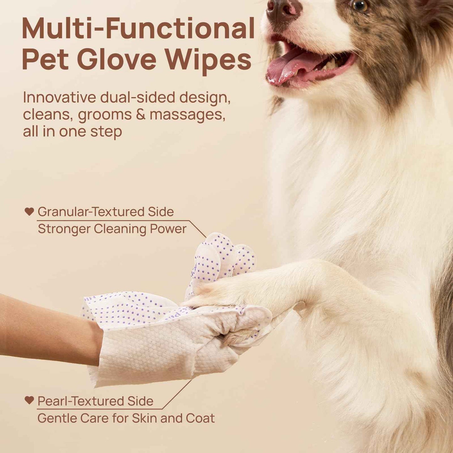 HICC PET Glove Wipes Pro – Pet Cleaning Gloves for Dogs & Cats – Infused with Coconut Oil & Plant Extracts – Hypoallergenic, Gentle, Spa-Like Care at Home