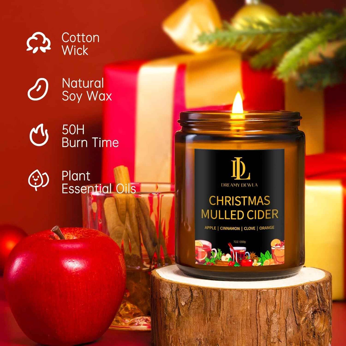 Fall Candle Set, Fall Scented Candles for Home, 4 Pack Soy Candle Set, Autumn Gifts for Women Men, Autumn Scents of Vanilla Pumpkin/Cinnamon Clove/Apple Pie/Fall Party