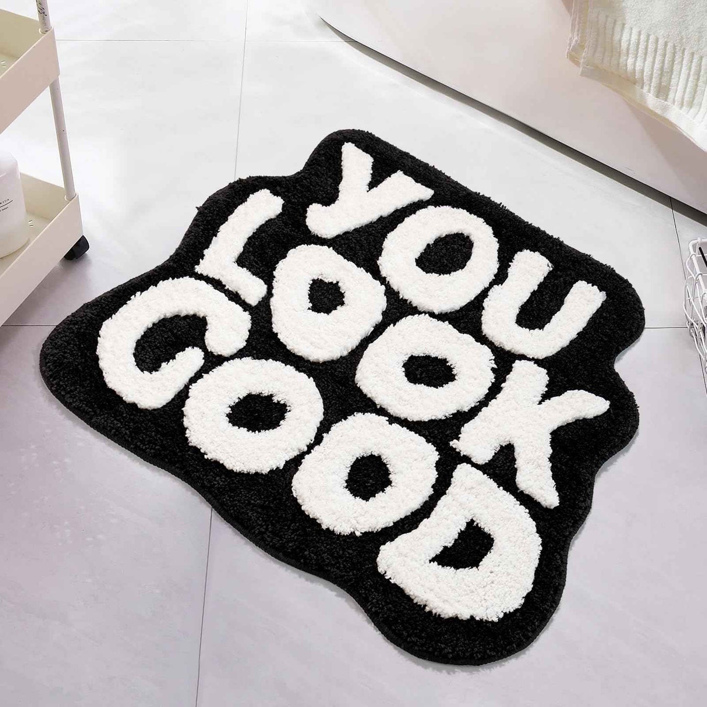 You Look Good Bath Mat Green Bathroom Rugs Funny Cute Bathroom Decor Preppy Small Cool Rug Non Slip Microfiber Washable Absorbent Shower Rug, 25”x21”…