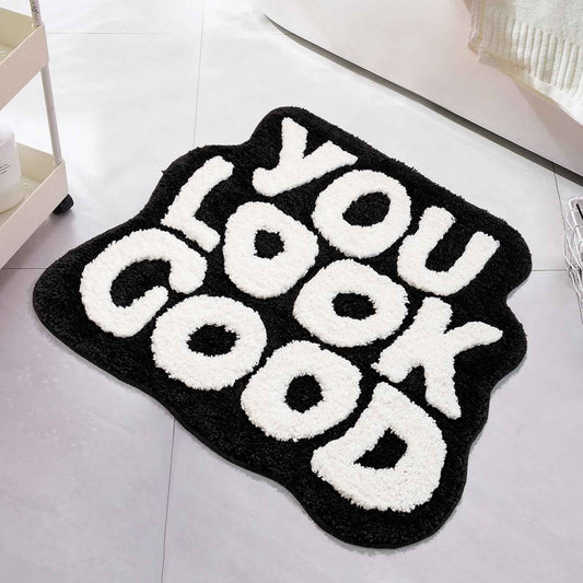 You Look Good Bath Mat Green Bathroom Rugs Funny Cute Bathroom Decor Preppy Small Cool Rug Non Slip Microfiber Washable Absorbent Shower Rug, 25”x21”…