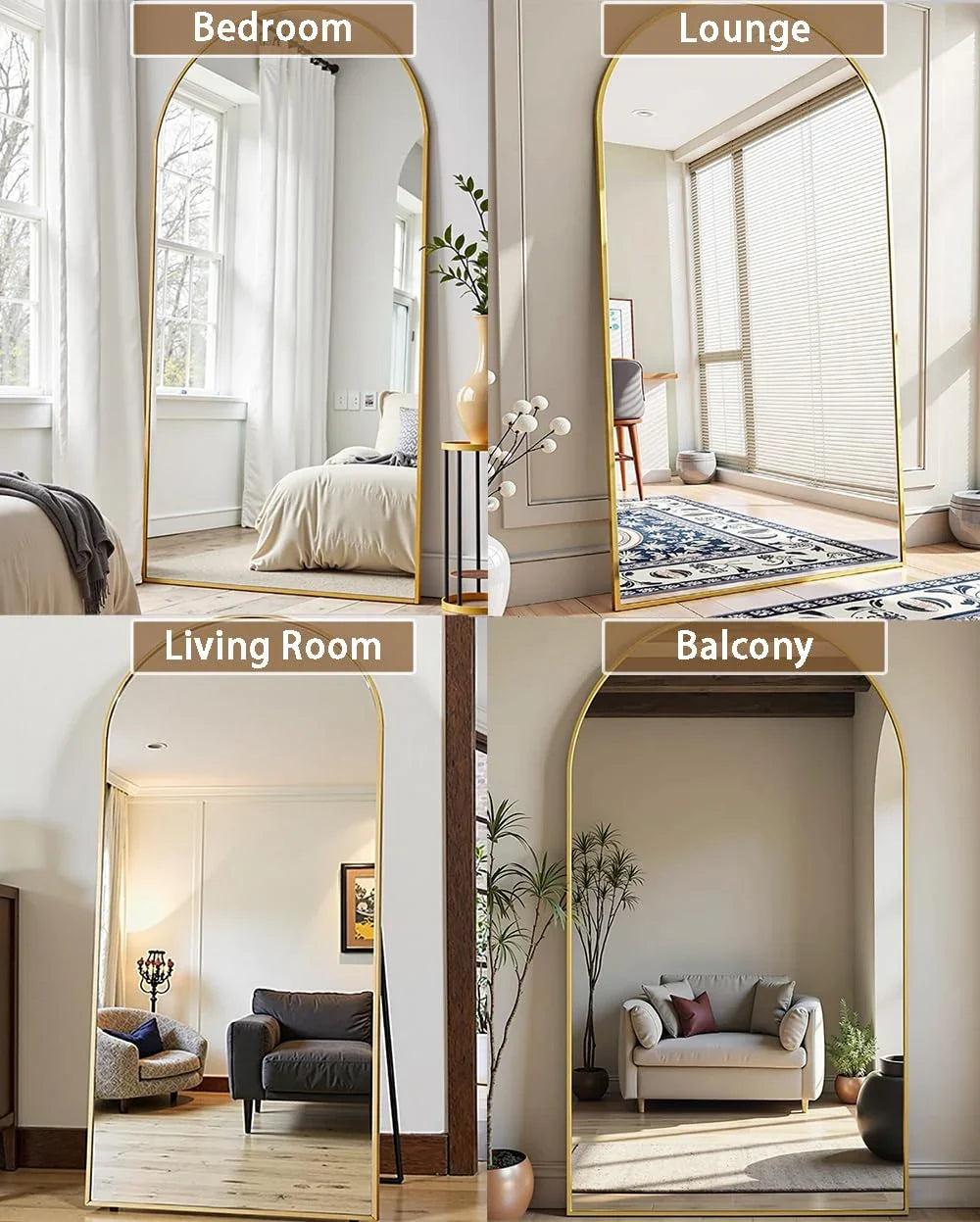 OGCAU Floor Full Length Mirror, 56"x20" Arched Full Body Mirror, Hanging or Leaning, Standing, Wall Mounted with Aluminum Frame for Bedroom Living Room, White jlhbookstore.store