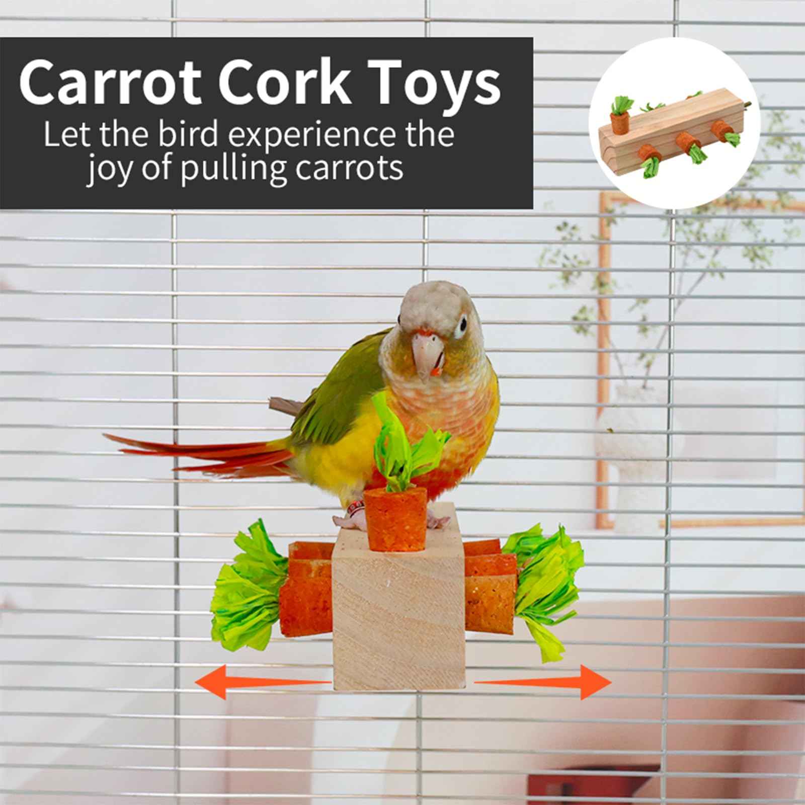 Bird toys & Bird Perch, Bird Wooden Block Chewing Toy Parrot Foraging & Puzzle Toys Bird Cage Accessories for Conures Parakeets Cockatiels Lovebirds African Grey Macaws (Revolving Christmas Tree)