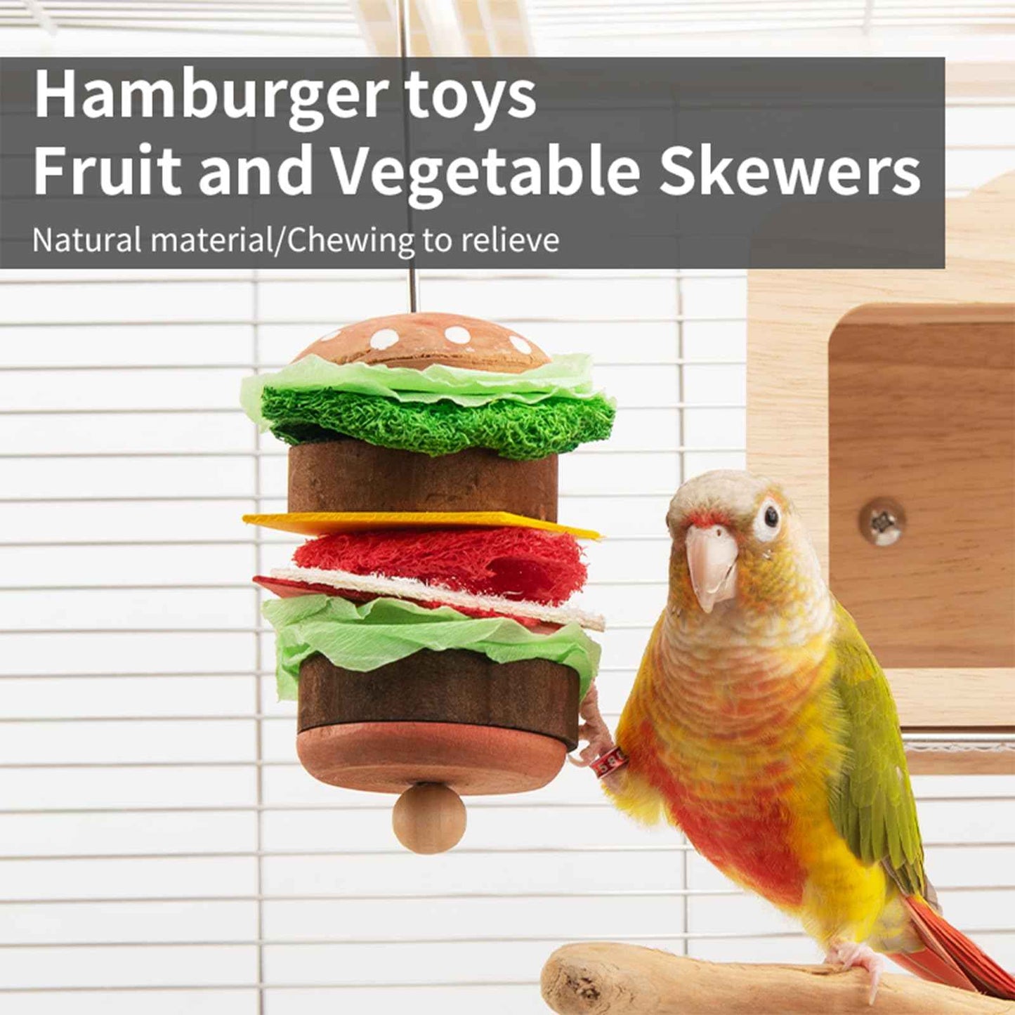 Bird toys & Bird Perch, Bird Wooden Block Chewing Toy Parrot Foraging & Puzzle Toys Bird Cage Accessories for Conures Parakeets Cockatiels Lovebirds African Grey Macaws (Revolving Christmas Tree)