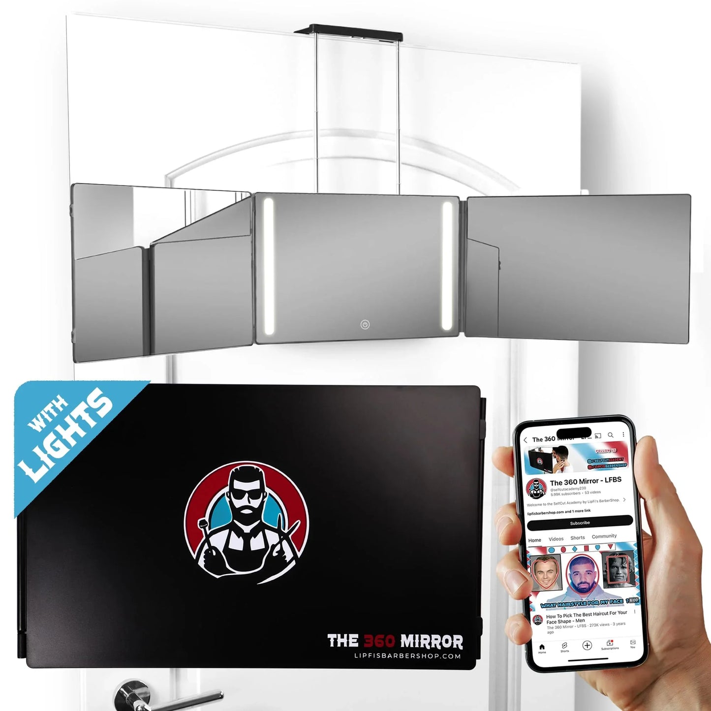 The 360 Mirror - 3 Way Mirror for Self Hair Cutting - Adjustable Trifold Barber Miror to Cut Your Own Hair - Tri Fold Self Haircut System for Men and Women Braiding - Three Sided Miror for Haircuts - Jlhbookstore.store