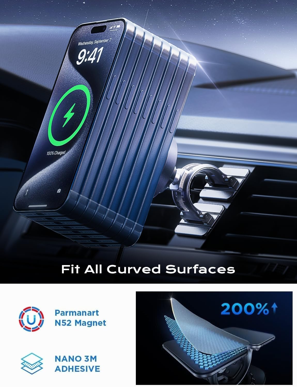 LISEN for 15W MagSafe Car Mount Charger,Magnetic Wireless Car Charger for iPhone 17 Pro Max Accessories,Magnetic Phone Holder for iPhone 17-12,Samsung，Christmas Stocking Stuffers Gifts for Men Women