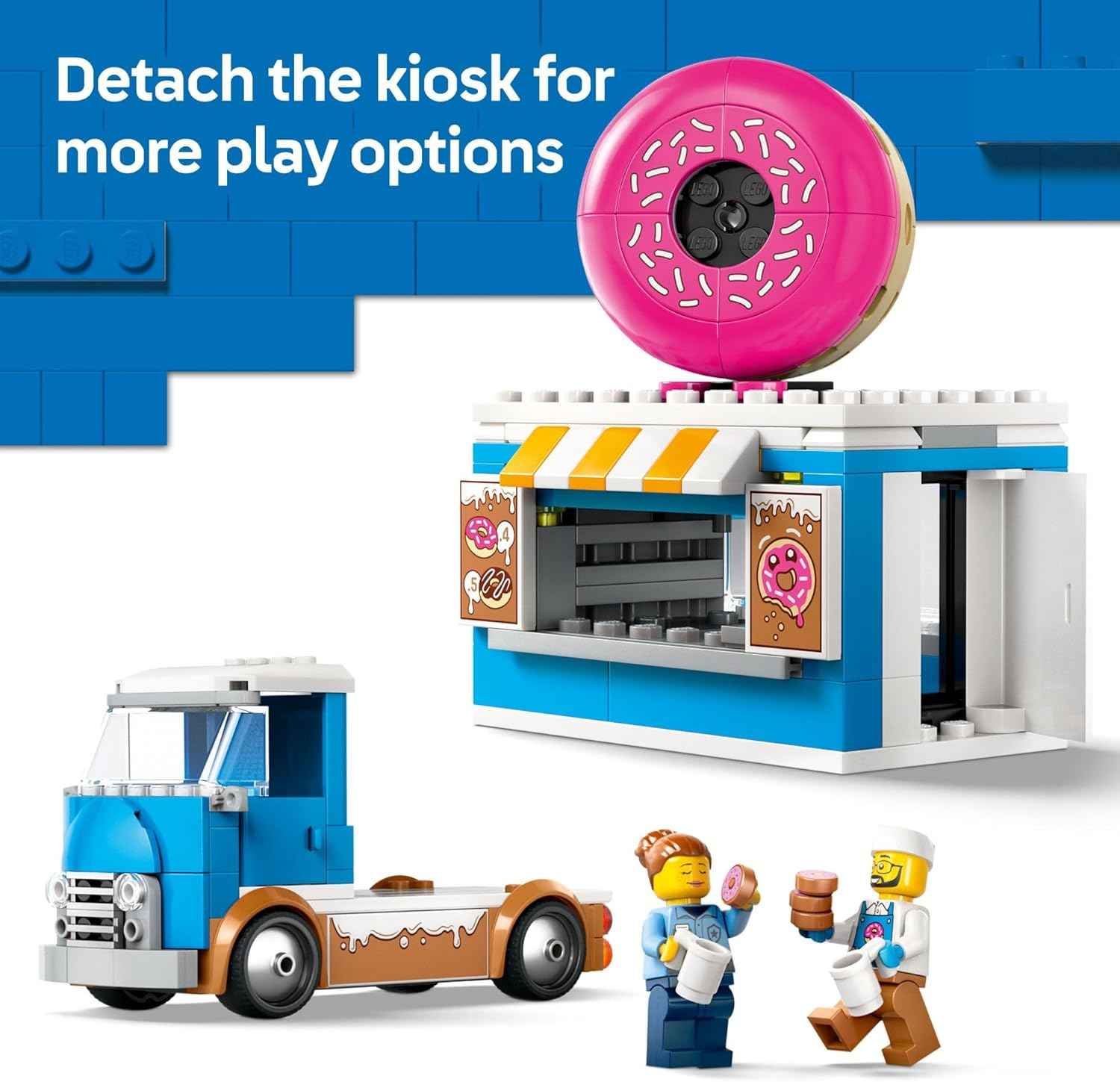 LEGO City Donut Truck Toy - Building Toy for Kids, Boys and Girls, Ages 5+ - Mobile Donut Stand with 2 Minifigures and Other Accessories - Fun Gift Idea for Birthdays & Holidays - 60452