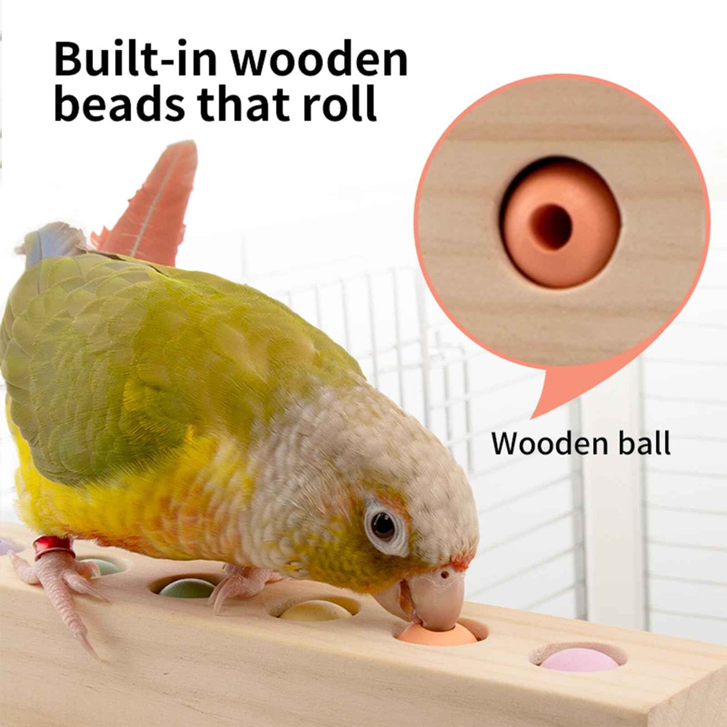 Bird toys & Bird Perch, Bird Wooden Block Chewing Toy Parrot Foraging & Puzzle Toys Bird Cage Accessories for Conures Parakeets Cockatiels Lovebirds African Grey Macaws (Revolving Christmas Tree)
