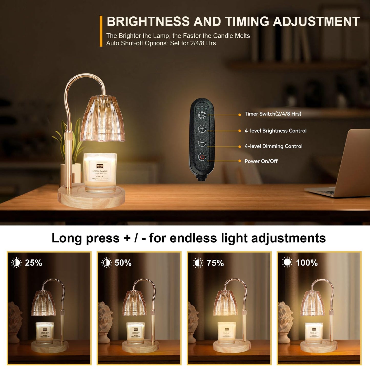 Candle Warmer Lamp with 3 Bulbs, Adjustable Height Dimmable Candle Warmer with Timer, Candle Lamp with Charming Gift Box Ribbon,Birthday Gifts for Women Mom, House Warming Gifts New Home Decor jlhbookstore.store