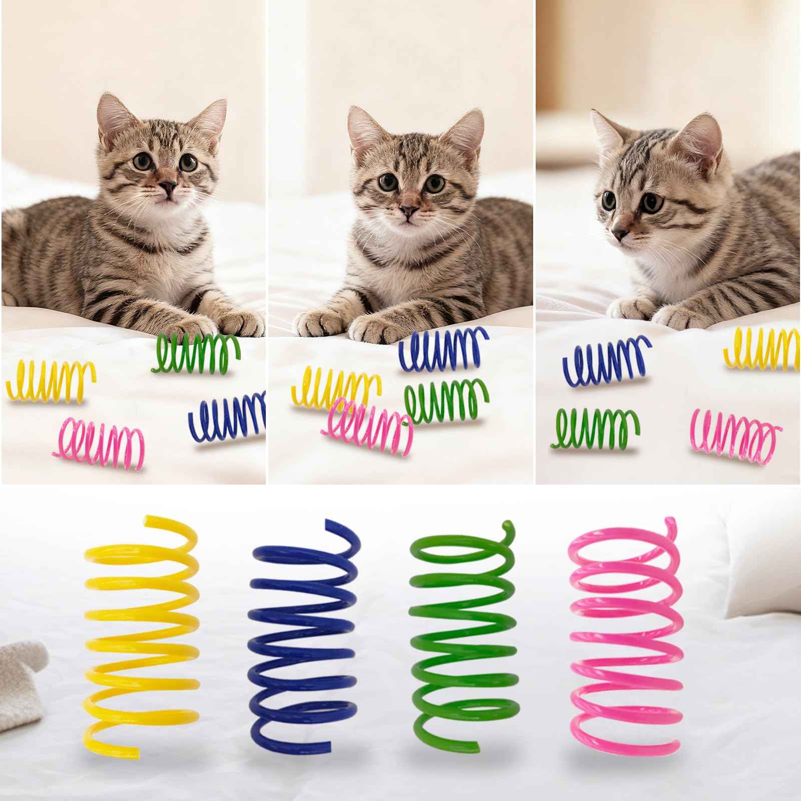 Cat Toys for Indoor Cats - 34 Packs Interactive Set with Colorful Springs, Mouse Toy, Catnip Ropes, Balls, Bells, and Sisal Ball for Kittens