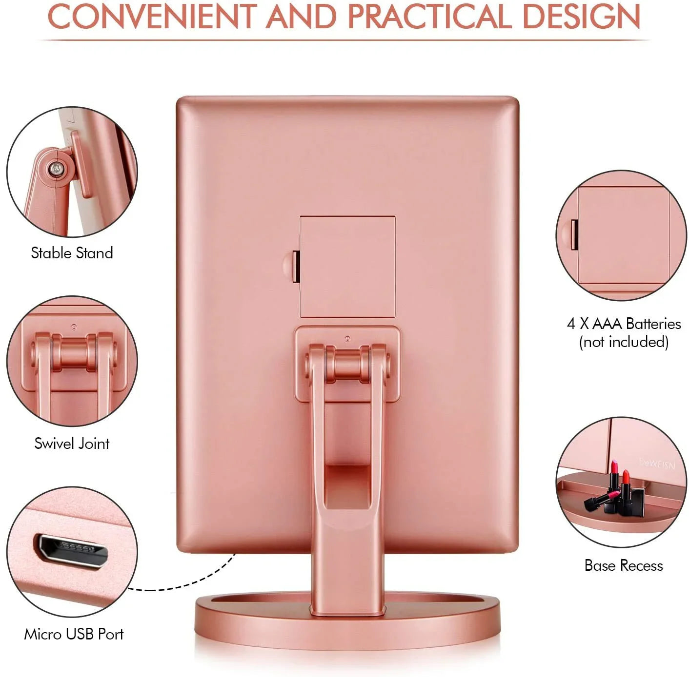 Trifold Makeup Mirror Vanity Mirror with Lights,1X 2X 3X Magnification,Touch Screen,180 Adjustable Rotation,Portable Travel Bathroom Cosmetic Mirror - Jlhbookstore.store