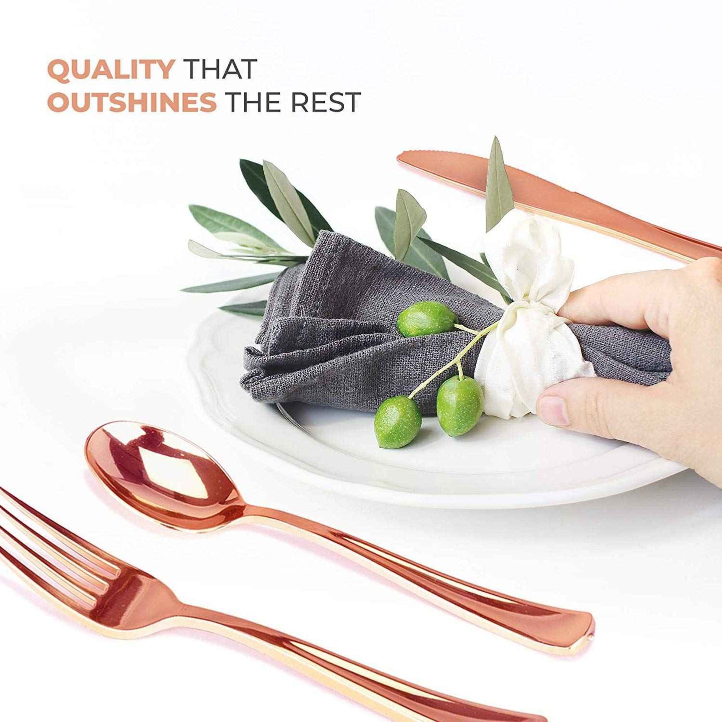 Gold Plastic Silverware Set (160 Bulk Pack) Disposable Cutlery Utensils, 80 Gold Forks, 40 Gold Knives, 40 Gold Spoons, Heavy Duty Flatware For Holidays, Parties, Dinners, Weddings, and Occasions