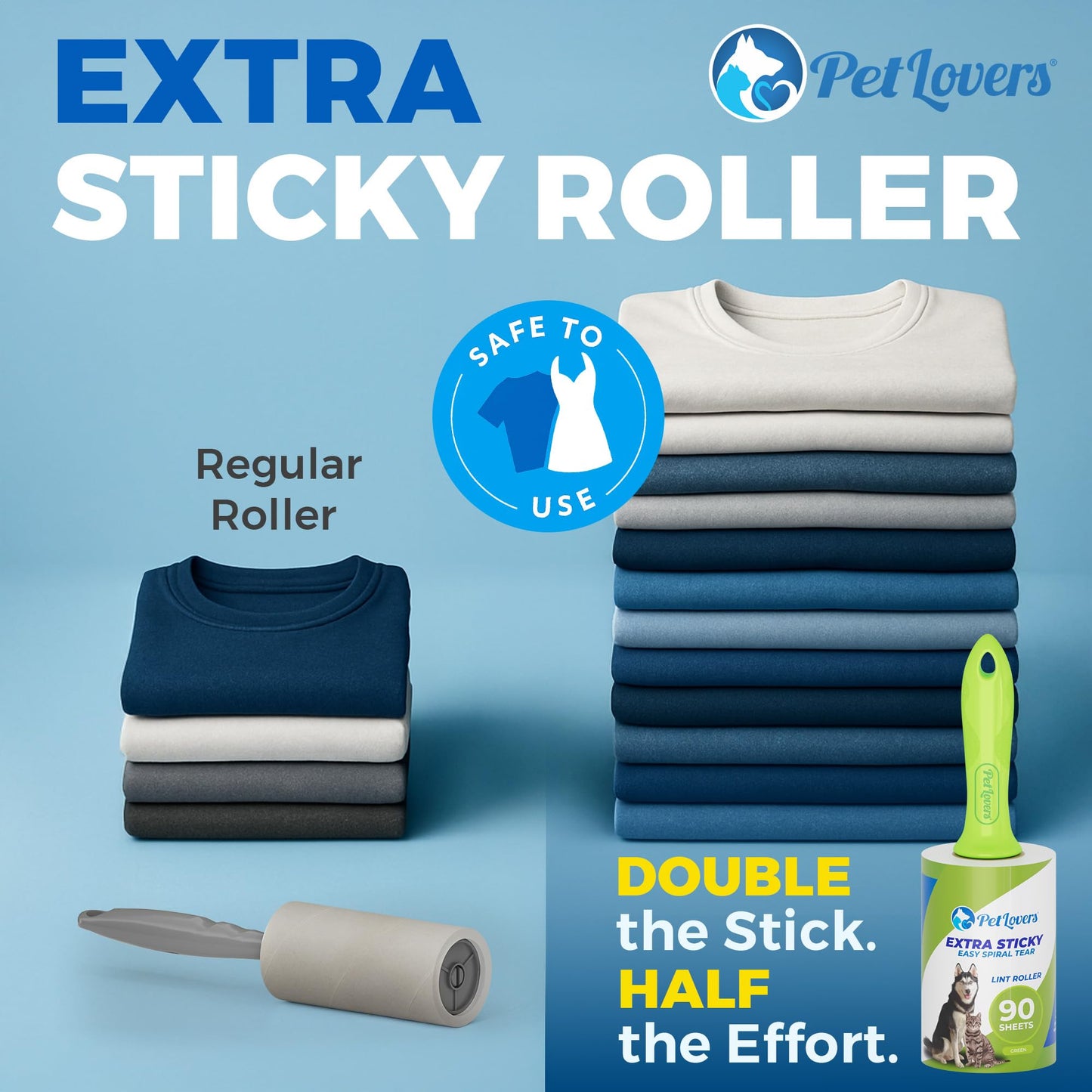 PetLovers Extra Sticky Lint Roller Mega Value Set 450 Sheets for Pet Hair Removal and Clothes, Dog and Cat Lint Remover 5 Pack jlhbookstore.store