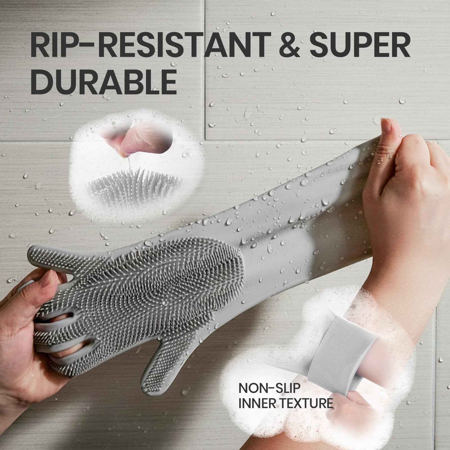 DELOMO Dog Washing Gloves 1 Pair: Soft and Gentle Silicone Pet Grooming Gloves - Bathing Scrubber Brush Mitt Grooming Shedding Fur Removal Massage for Dogs/Cats/Horse, Purple