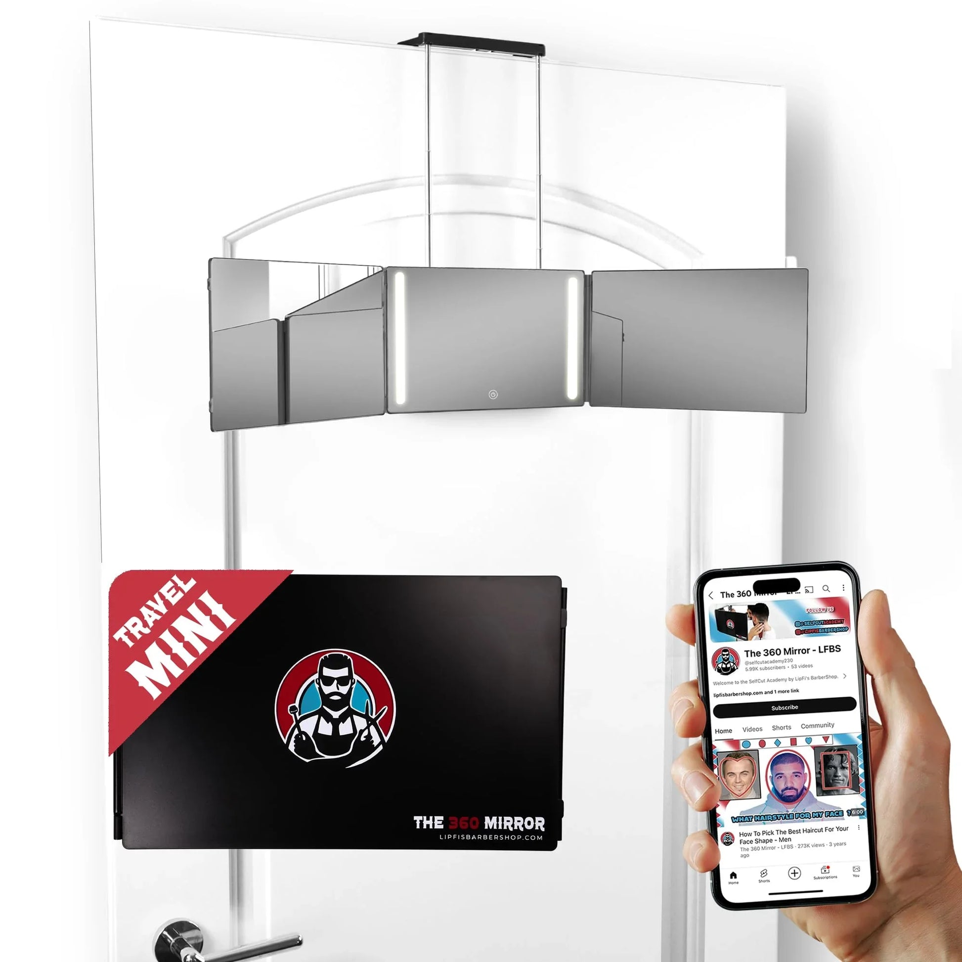 The 360 Mirror - 3 Way Mirror for Self Hair Cutting - Adjustable Trifold Barber Miror to Cut Your Own Hair - Tri Fold Self Haircut System for Men and Women Braiding - Three Sided Miror for Haircuts - Jlhbookstore.store