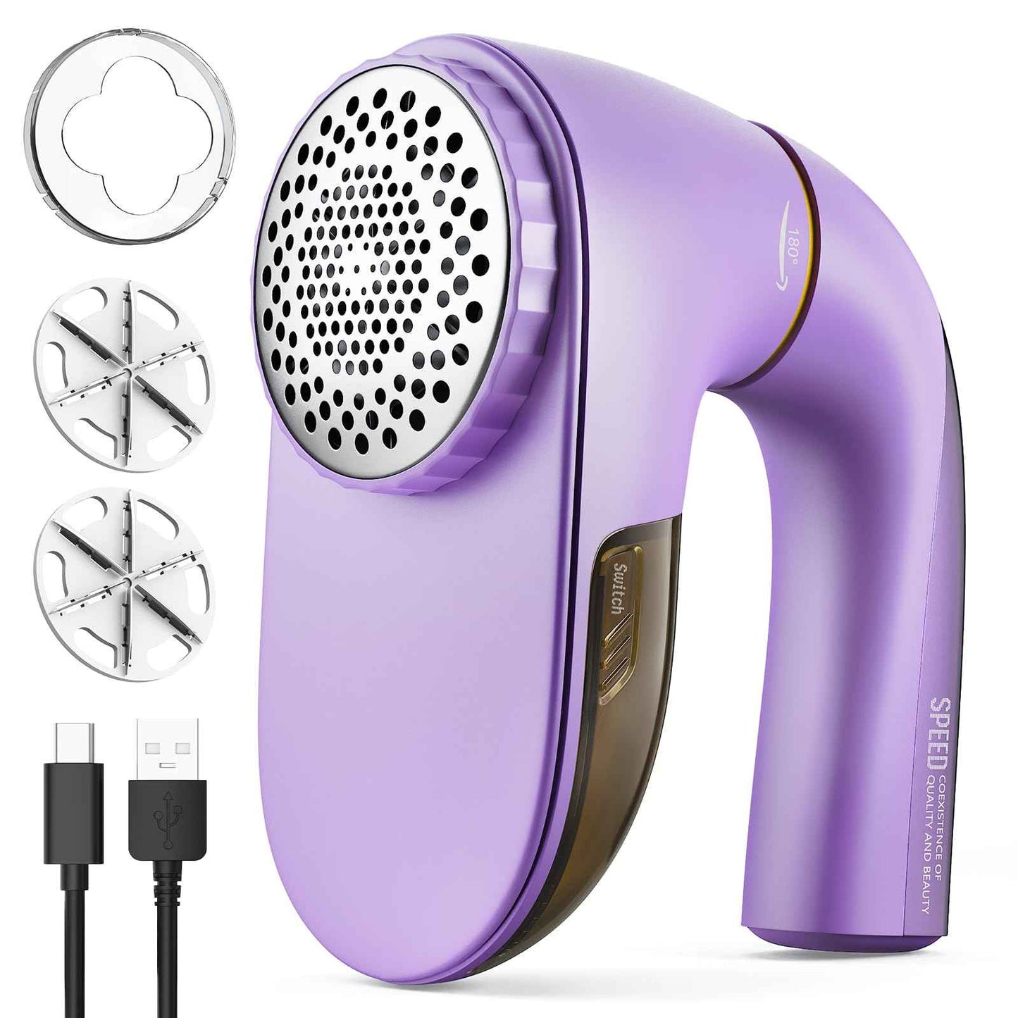 POPCHOSE Fabric Shaver, Lint Remover for Clothes, Lint Shaver with 6-Leaf Blades, 2 Speed Sweater Shavers to Remove Pilling for Clothing, Couch, Furniture, Fuzz, USB Rechargeble, Gray…