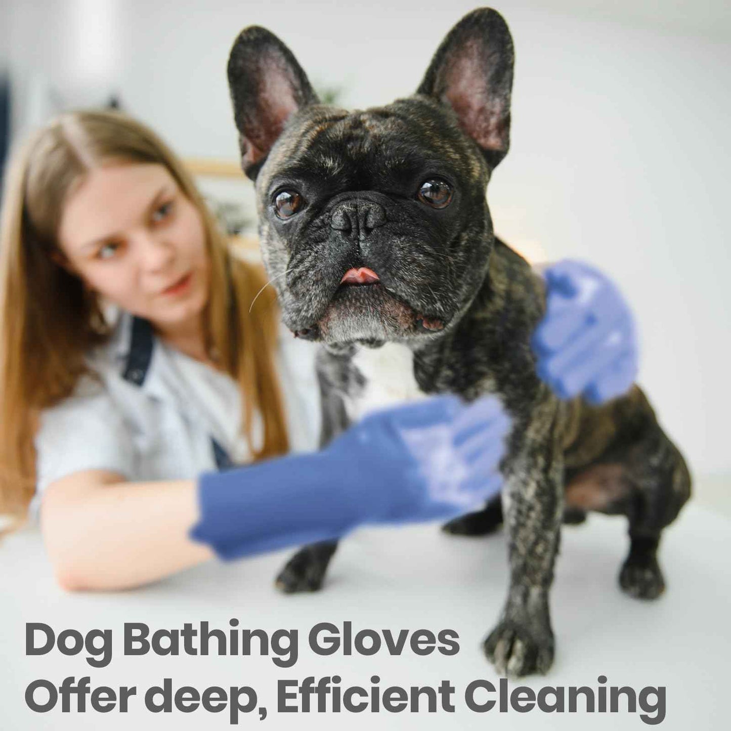 DELOMO Dog Washing Gloves 1 Pair: Soft and Gentle Silicone Pet Grooming Gloves - Bathing Scrubber Brush Mitt Grooming Shedding Fur Removal Massage for Dogs/Cats/Horse, Purple