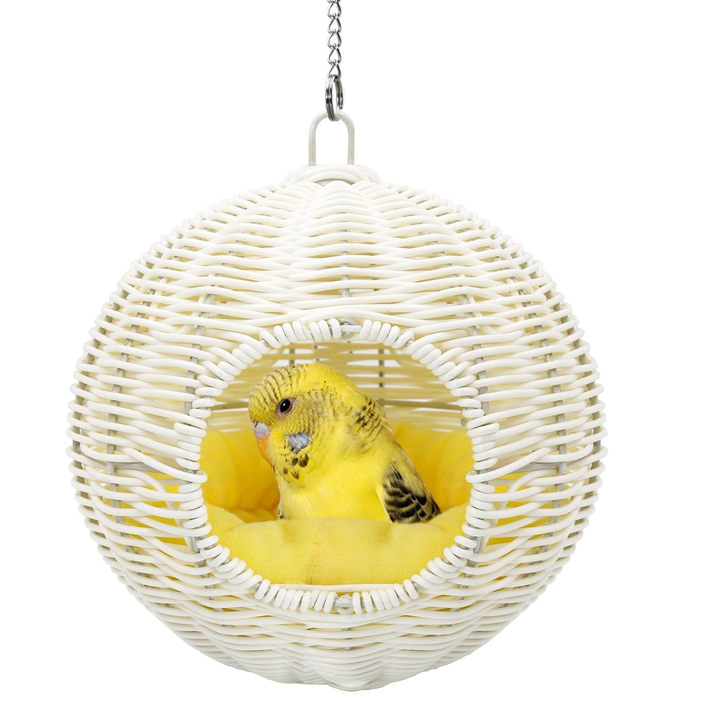 Chewproof Steel Frame Bird Nest for Cage, Washable Small Bird Bed Hammock Hideout Lay Eggs Parakeet Nest Sleep, Parakeet Warm Bed House Hut for Lovebird, Canary, Budgie, Finch (Brown)