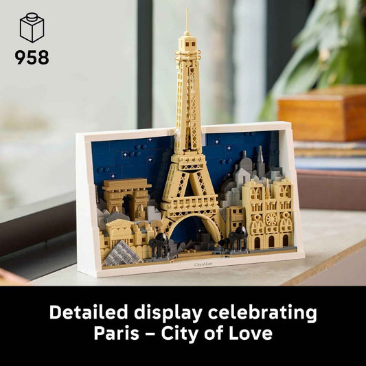 LEGO Architecture Paris – City of Love Building Set for Adults - DIY Office or Bedroom Decor for Women & Men, Ages 18+ - Buildable Frame to Hang or Stand for Display - Gift Idea for Birthdays - 21064