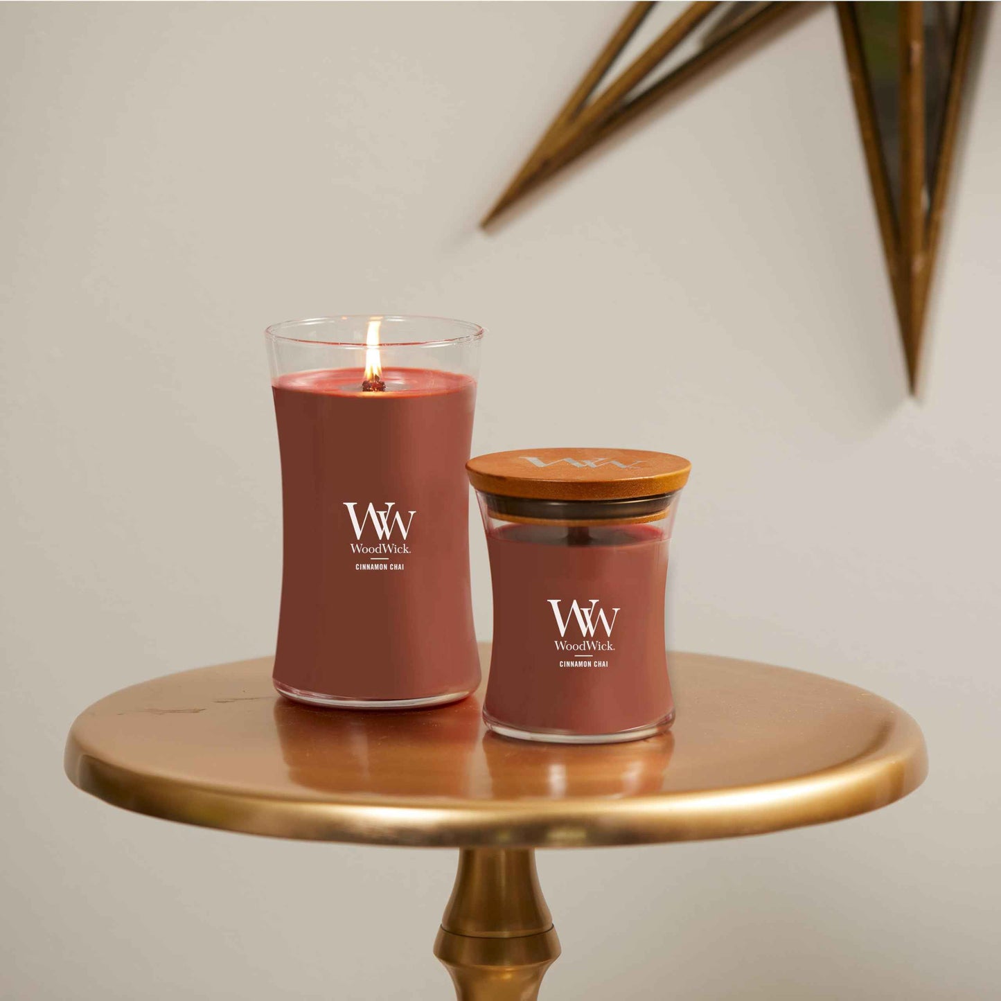 WoodWick Cinnamon Chai Holiday Candle Gifts for Women and Men, 9.7 oz Medium Hourglass Candle with Crackling Wick