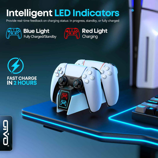 OIVO PS5 Controller Charger with Fast Charging AC Adapter, PS5 Controller Charging Station Stand for PlayStation 5, Docking Station Replacement for PS 5 Accessories Kits